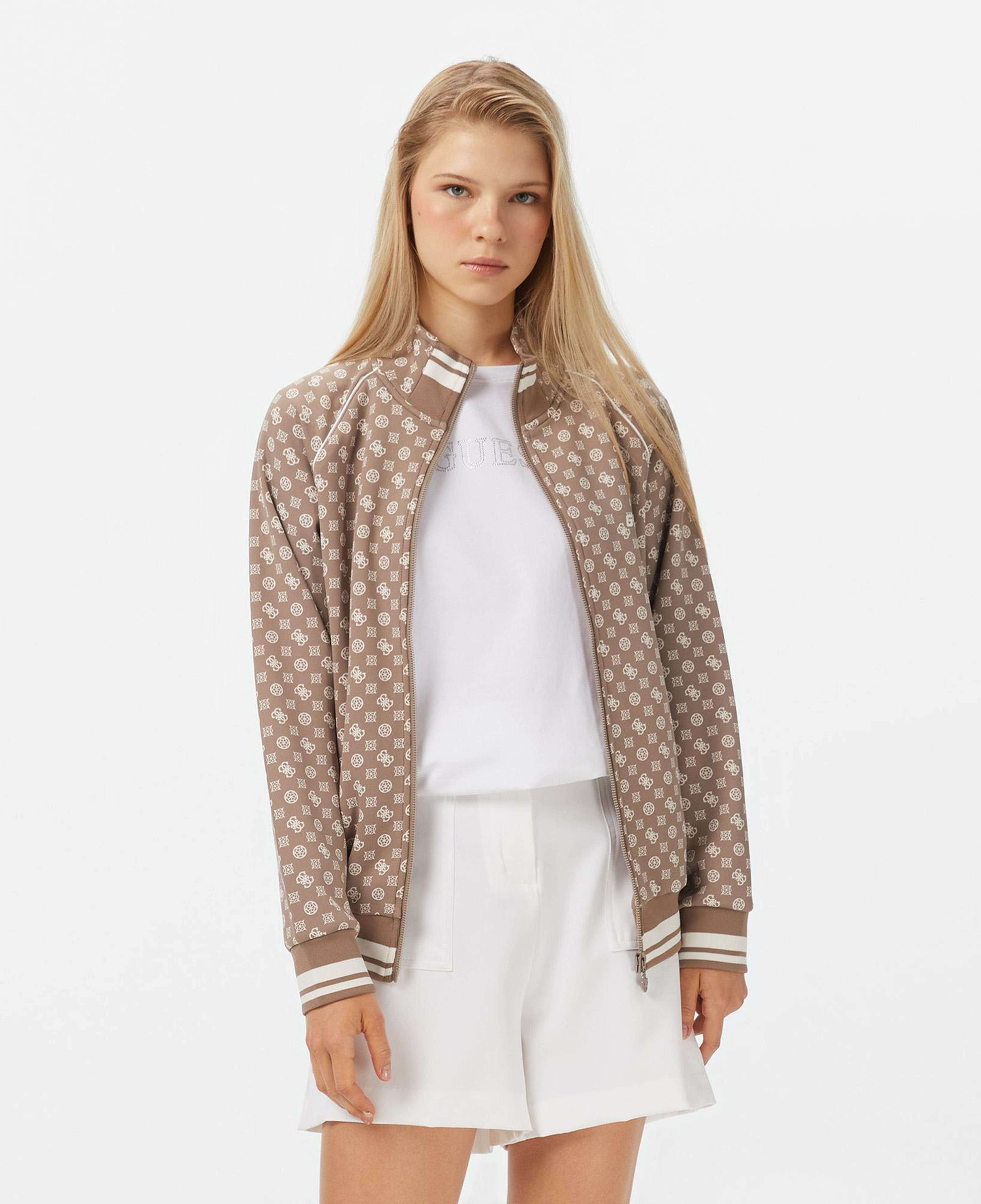 Guess Aggie Scuba Kadın Bej Sweatshirt