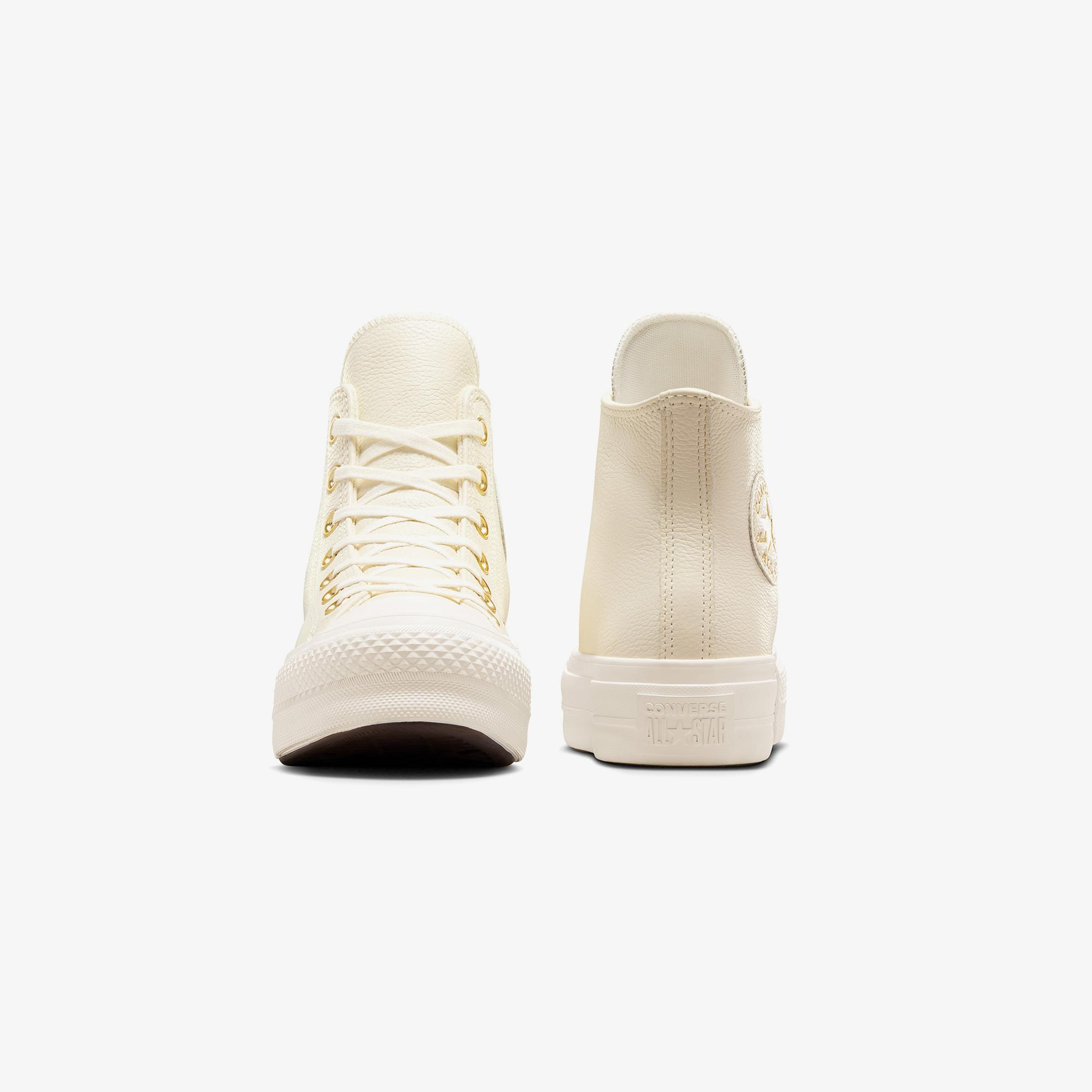 Converse Chuck Taylor All Star Lift Kadın Krem Deri Platform Sneaker
