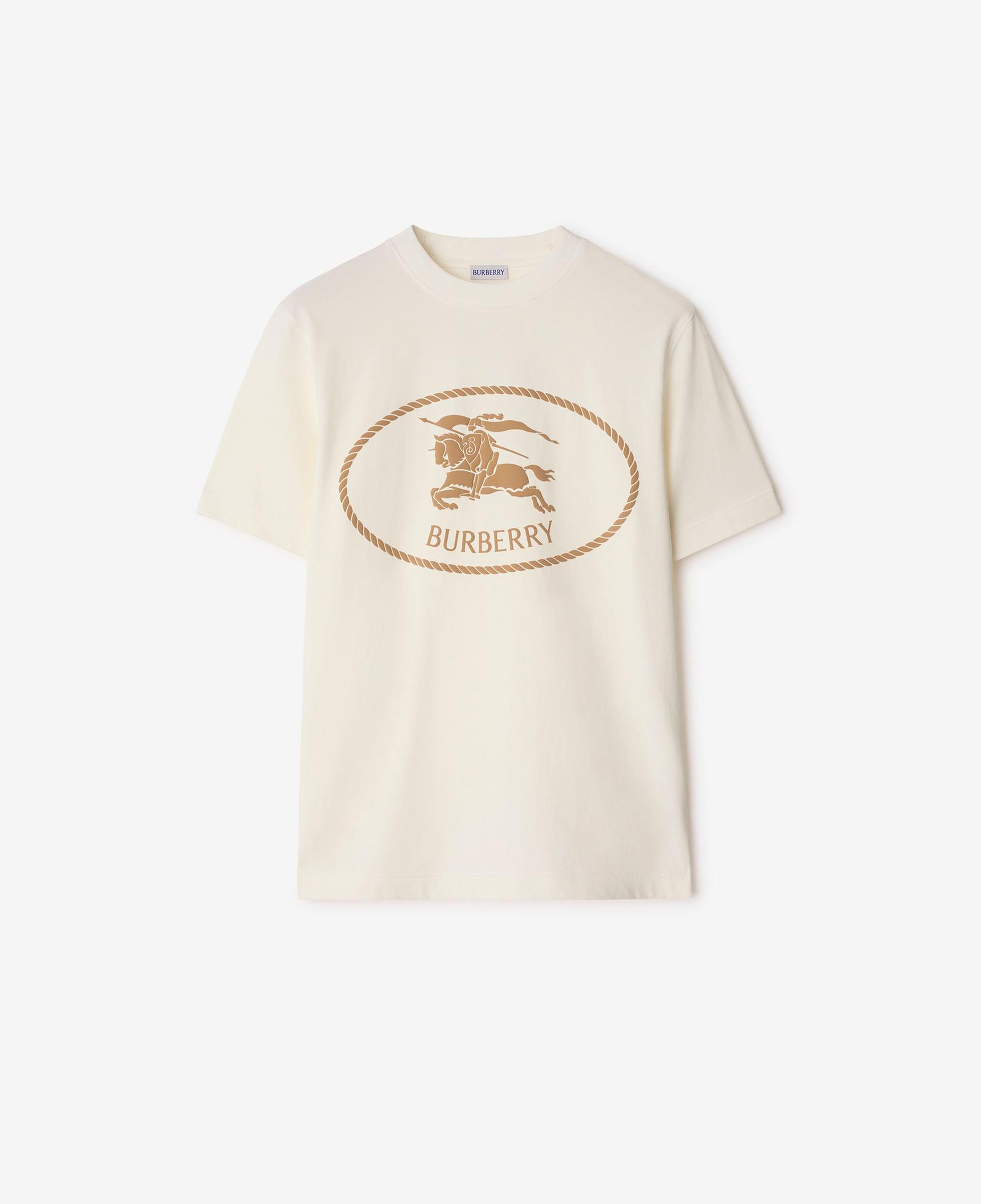 Burberry Knight Stamp Cotton Erkek Beyaz T-Shirt