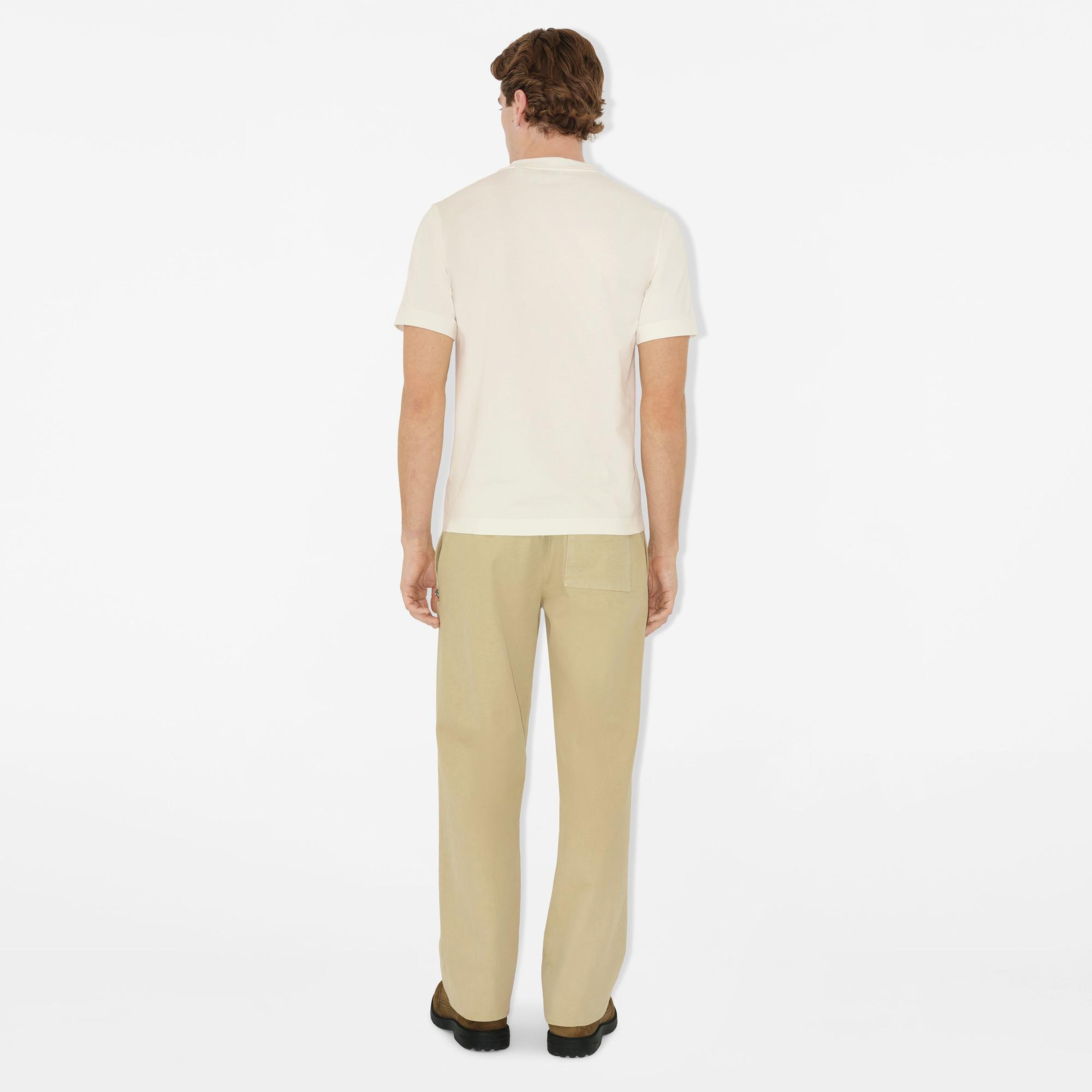 Burberry Knight Stamp Cotton Erkek Beyaz T-Shirt