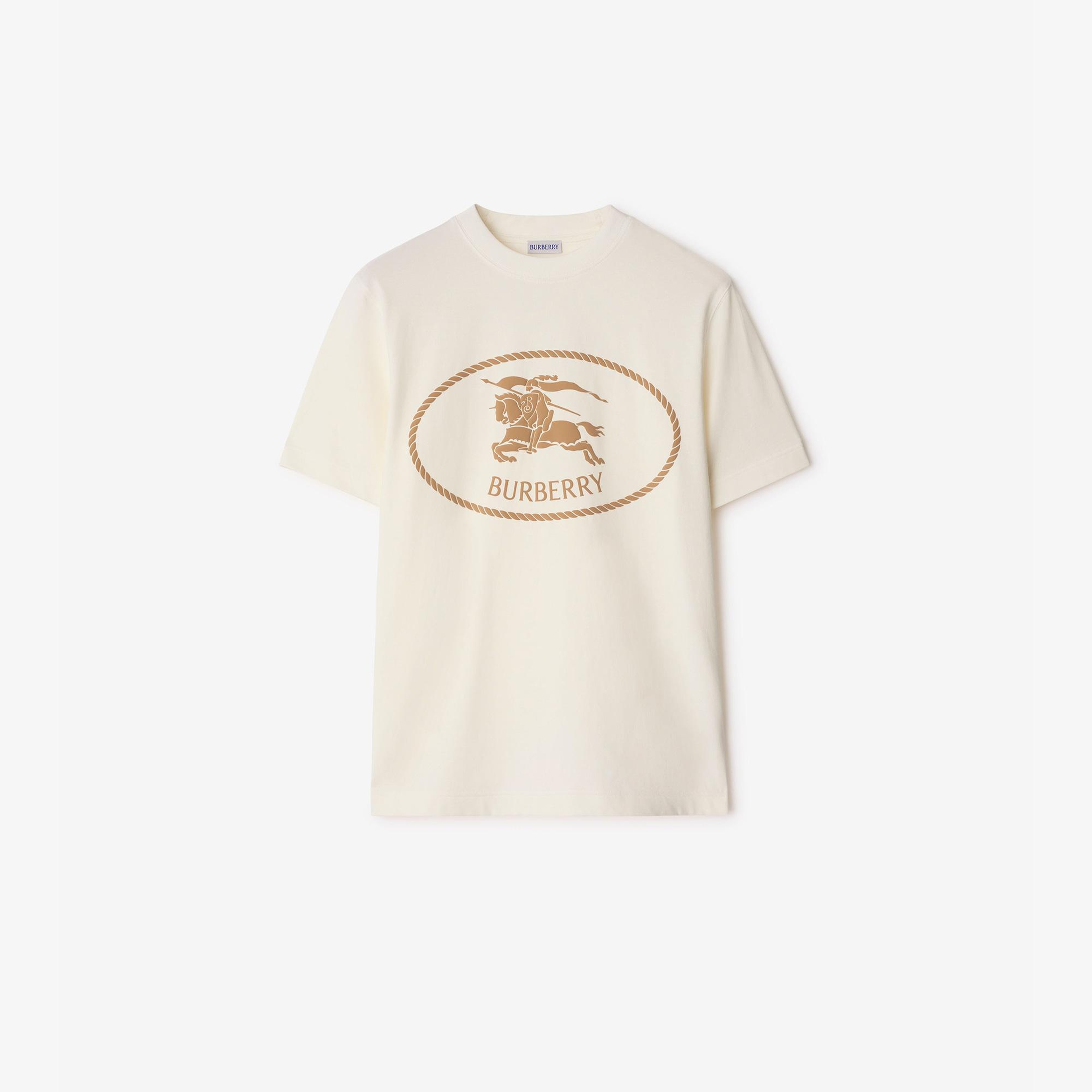 Burberry Knight Stamp Cotton Erkek Beyaz T-Shirt