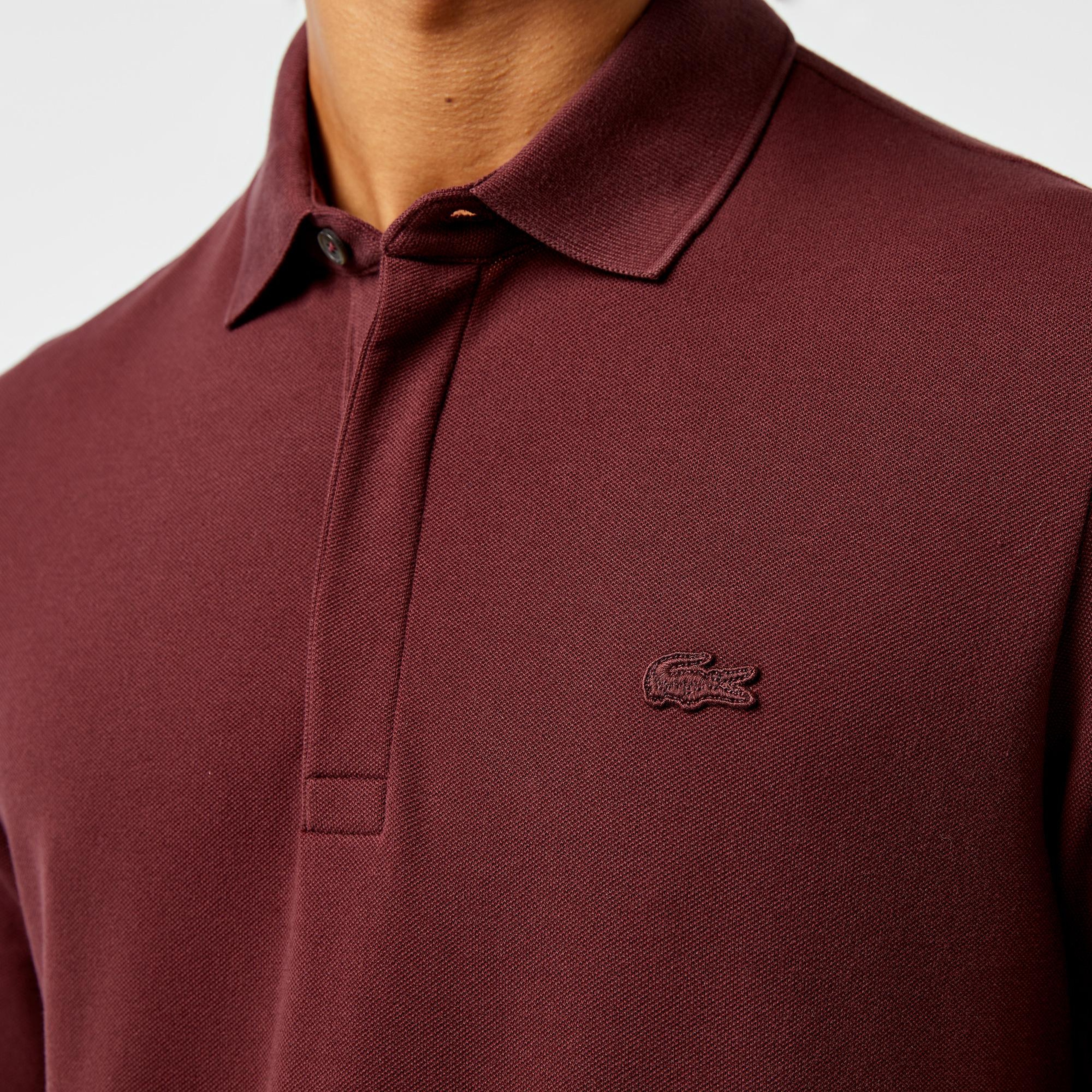 Lacoste Paris Erkek Regular Fit Uzun Kollu Bordo Polo