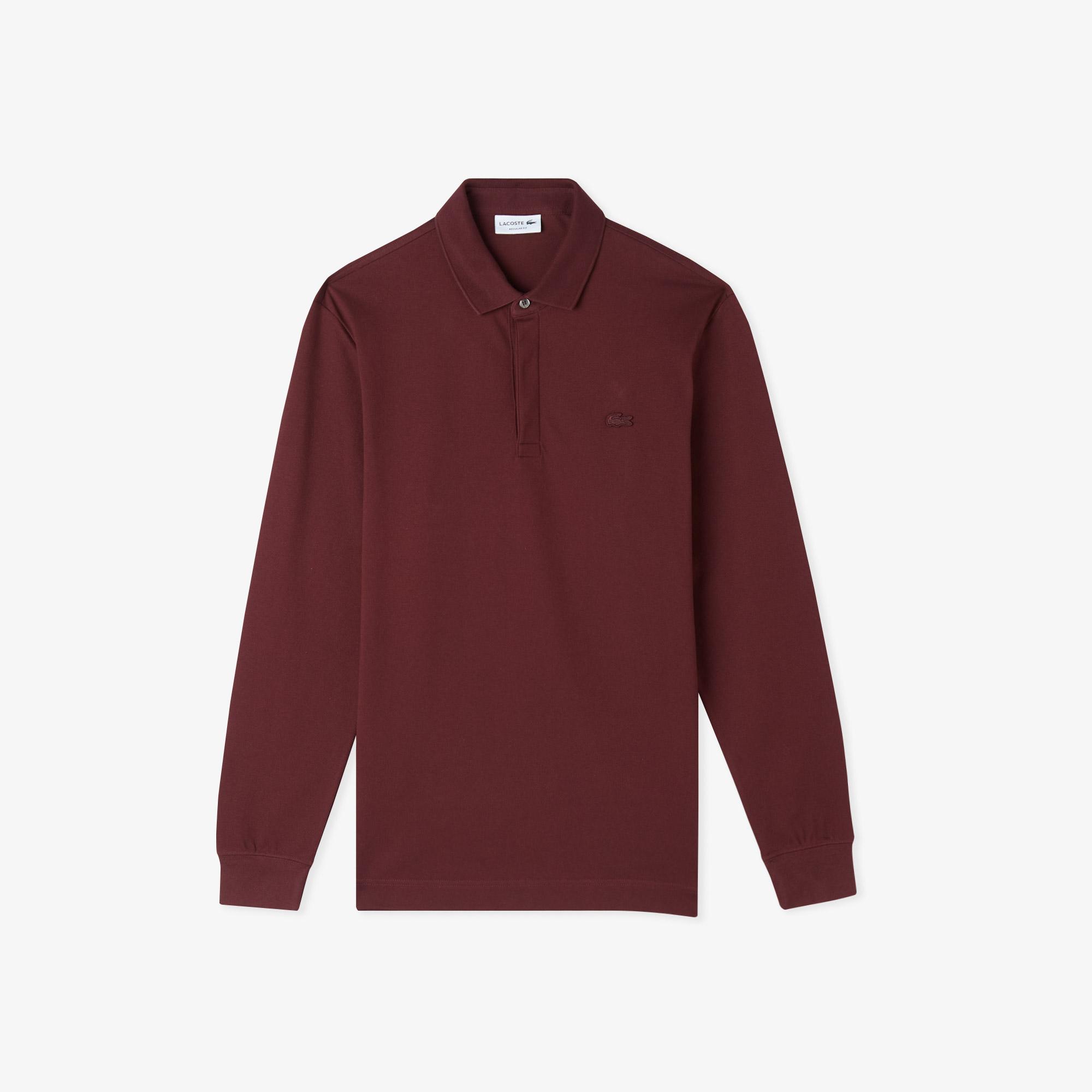 Lacoste Paris Erkek Regular Fit Uzun Kollu Bordo Polo