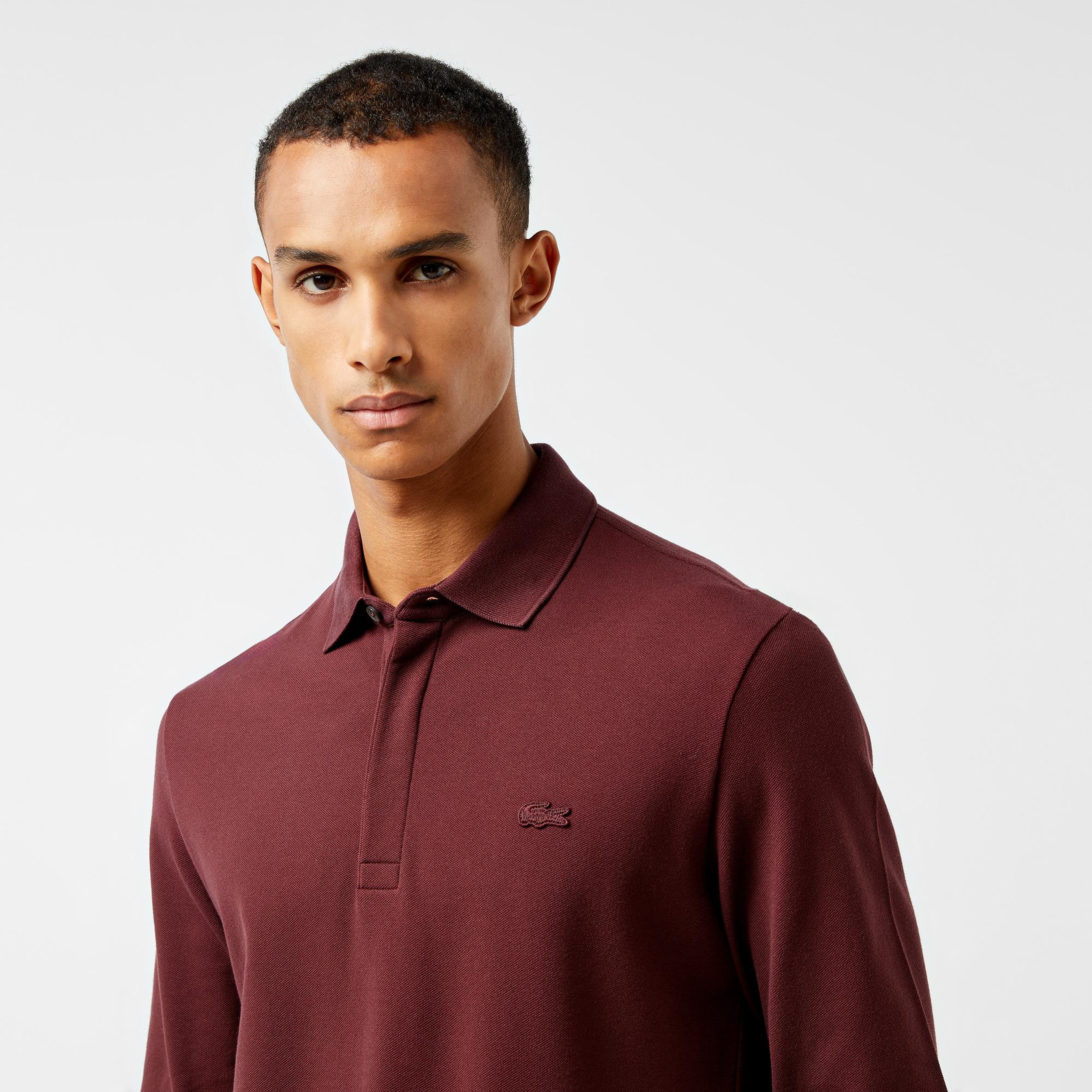 Lacoste Paris Erkek Regular Fit Uzun Kollu Bordo Polo