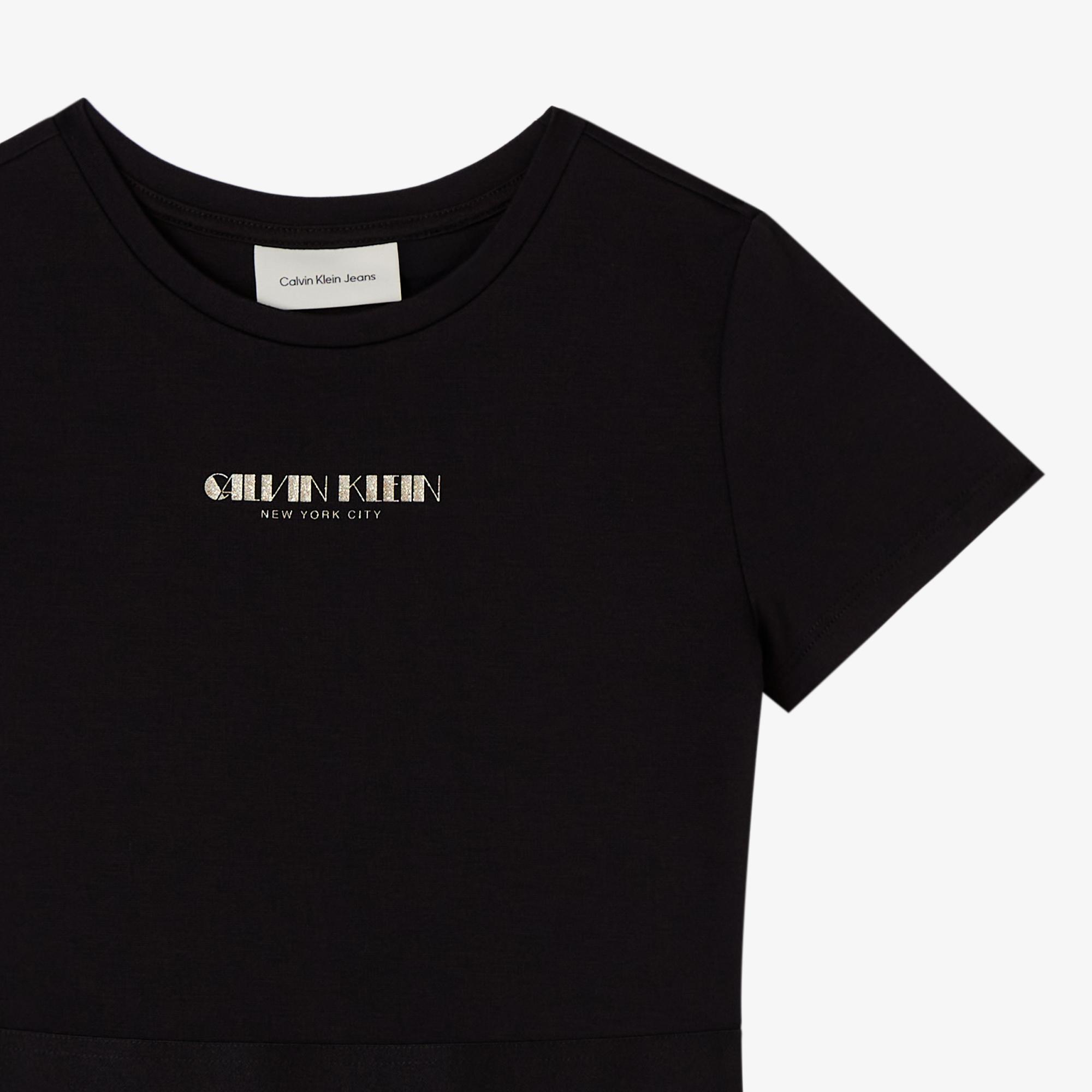 Calvin Klein Fit And Flare Punto Çocuk Siyah Elbise