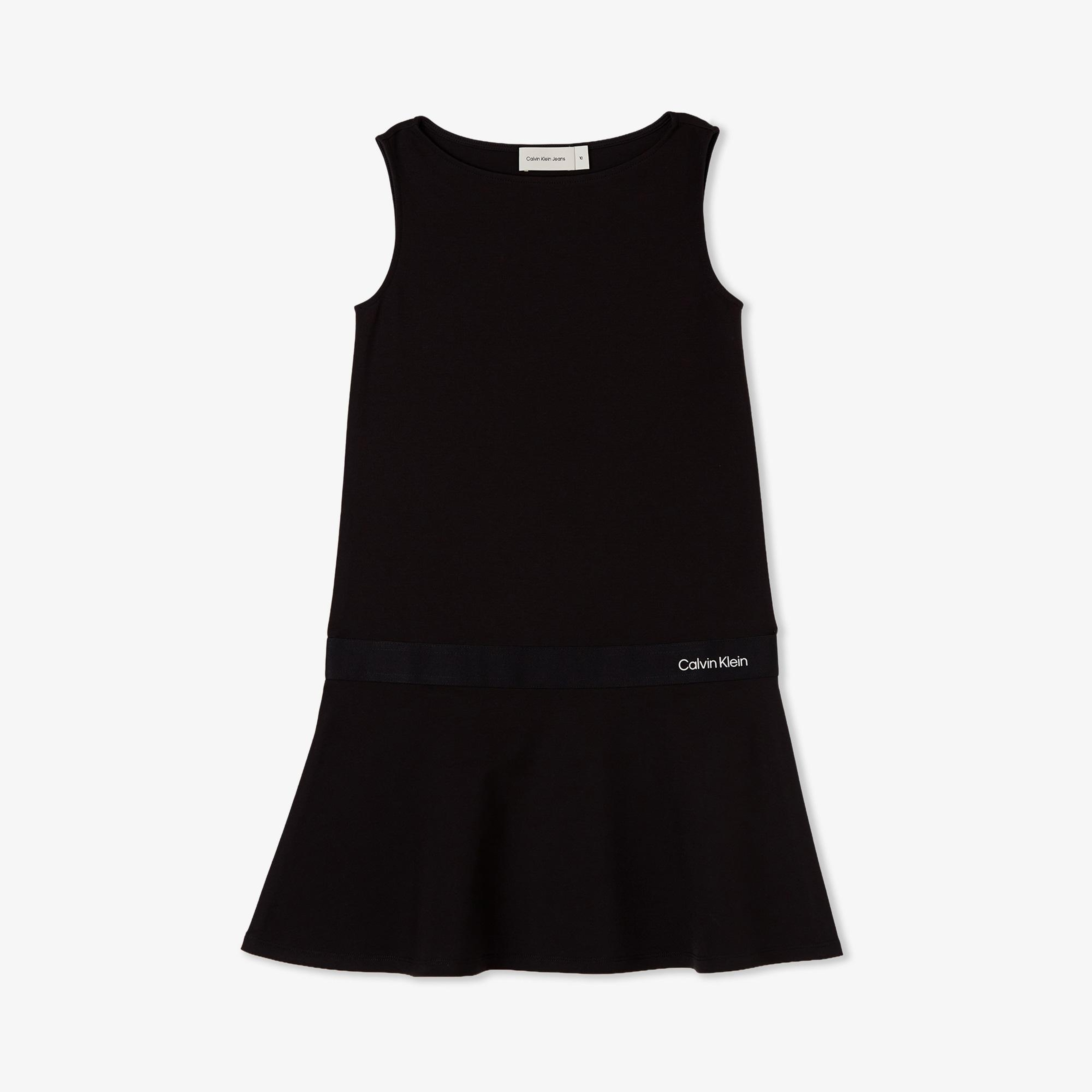 Calvin Klein Logo Tape Punto Çocuk Siyah Elbise