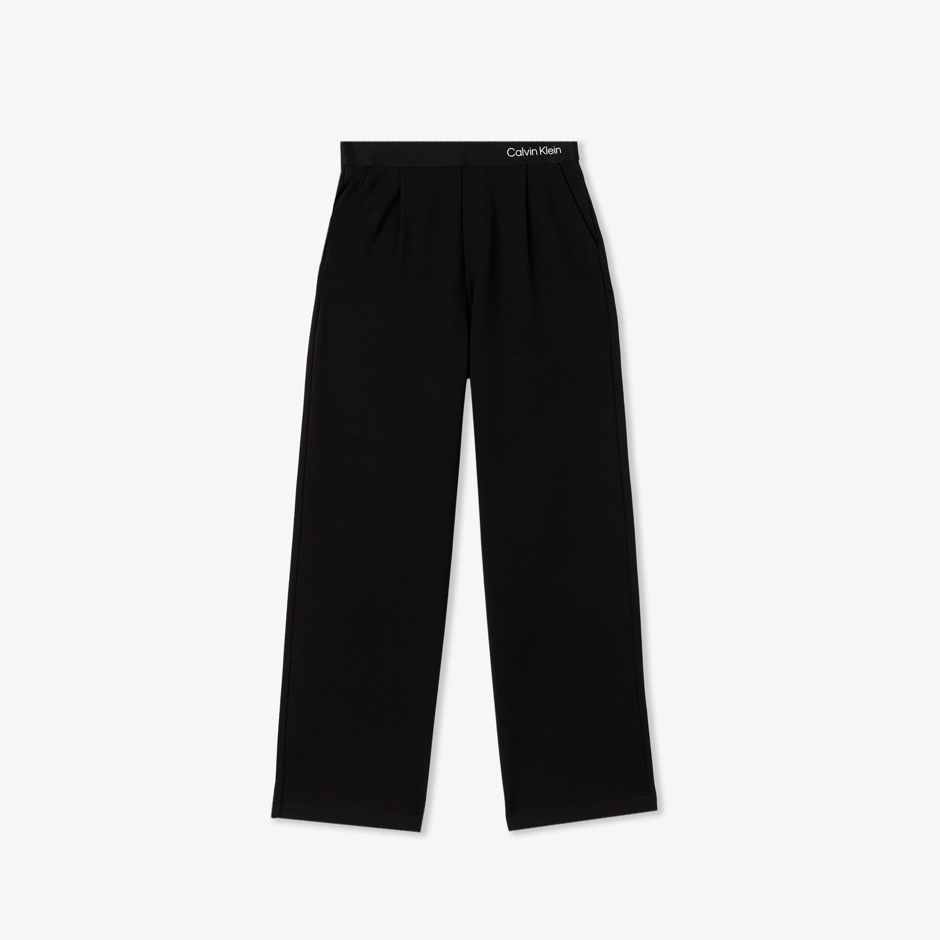 Calvin Klein Logo Tape Wide Leg Punto Çocuk Siyah Pantolon