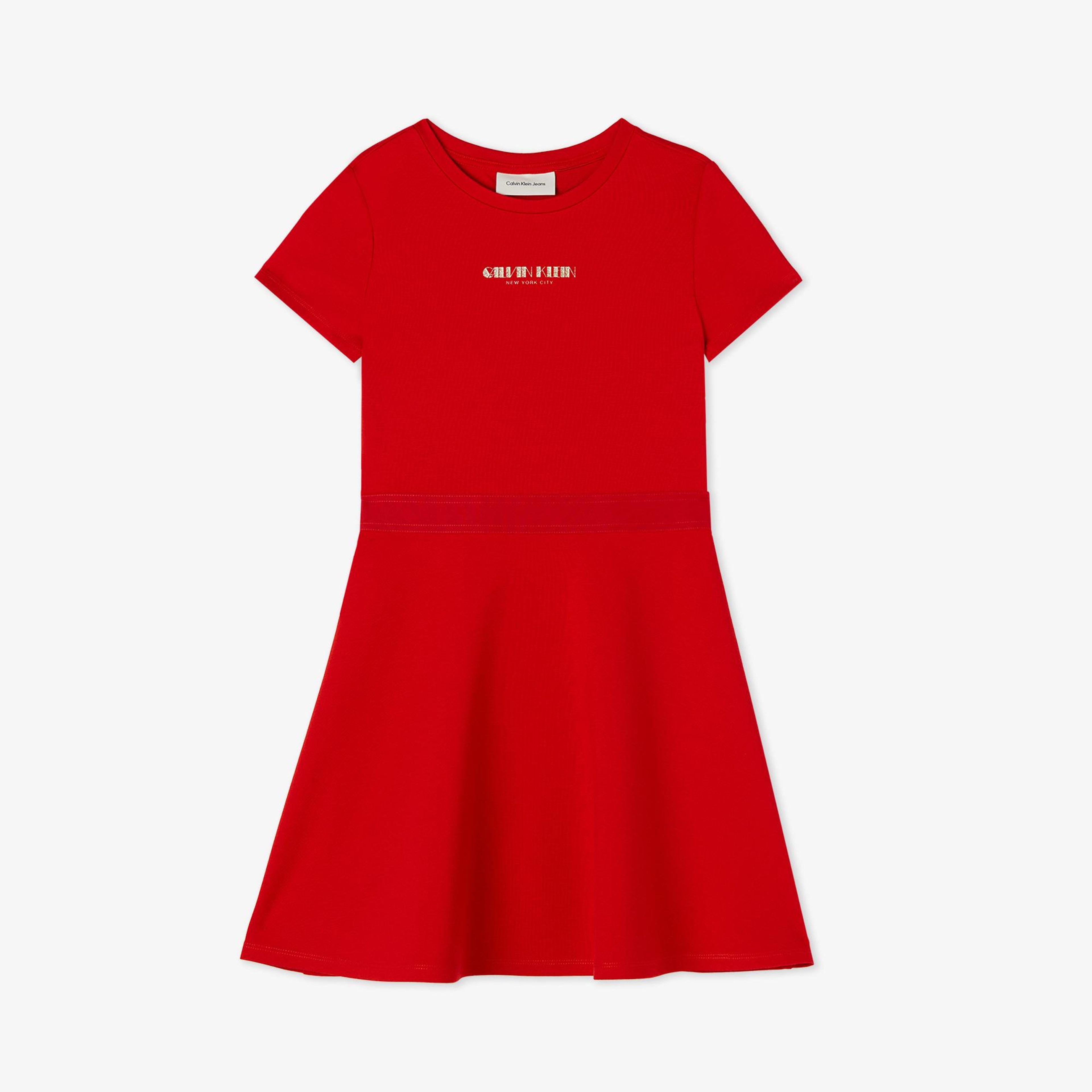 Calvin Klein Fit And Flare Punto Çocuk Kırmızı Elbise