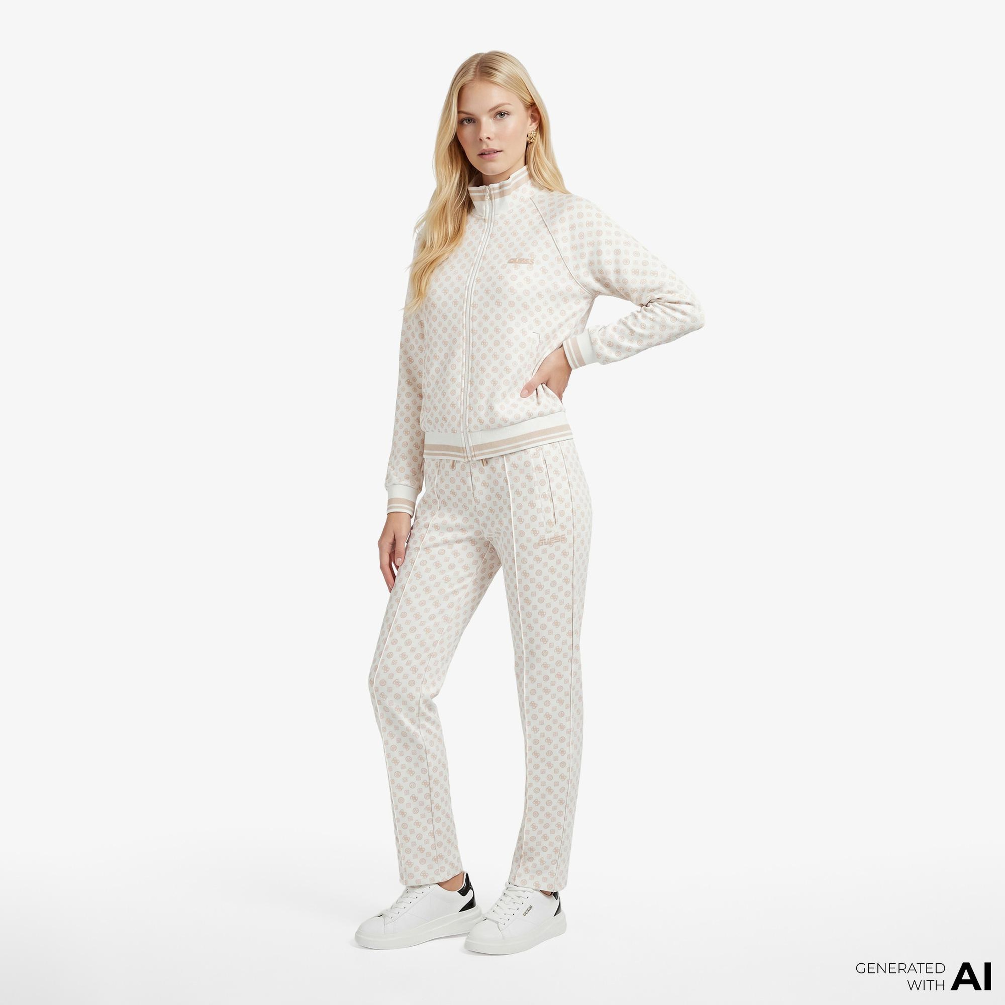 Guess Aggie Aktif Scuba Kadın Krem Sweatshirt