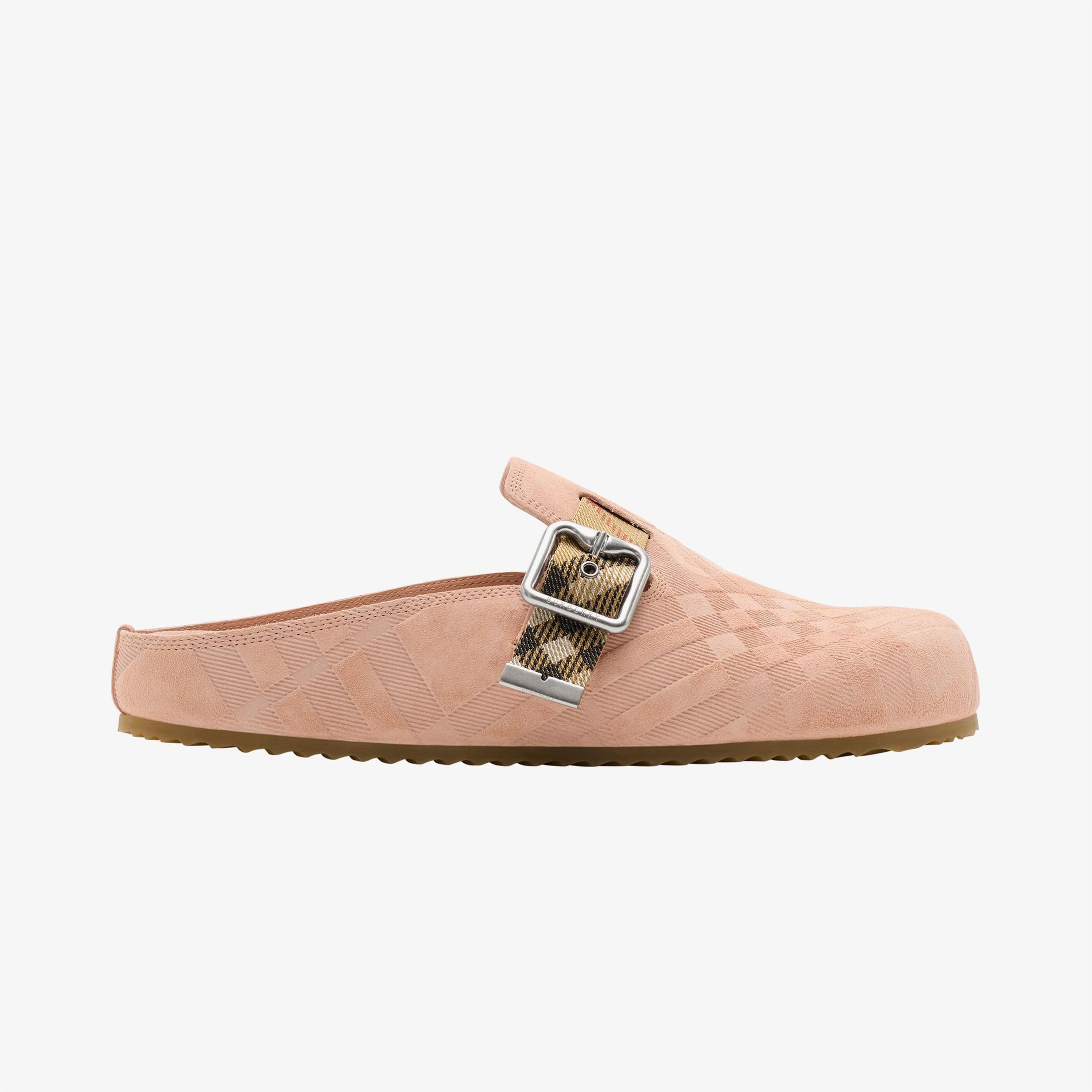 Burberry Check Suede Urchin Clogs Kadın Pembe Terlik
