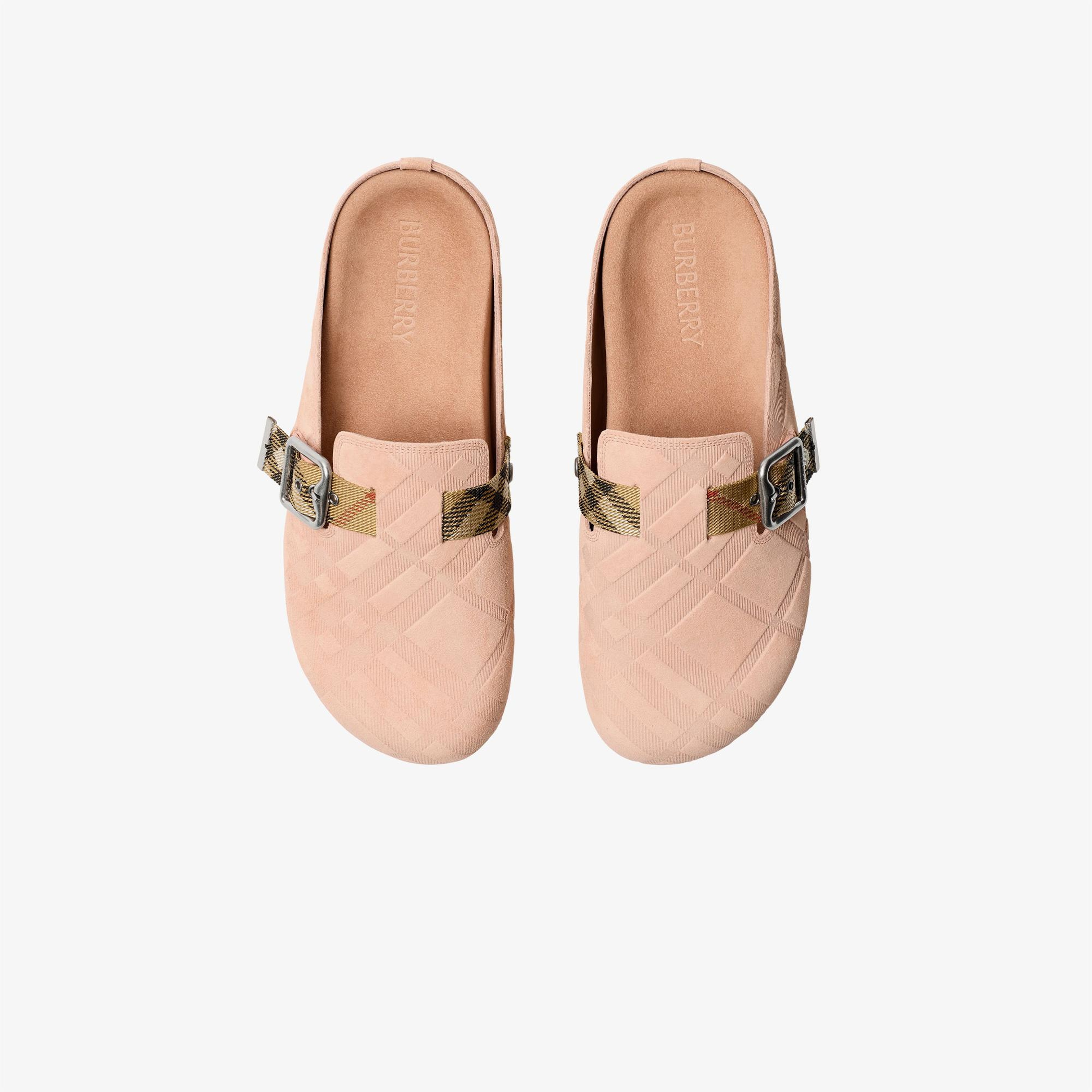 Burberry Check Suede Urchin Clogs Kadın Pembe Terlik