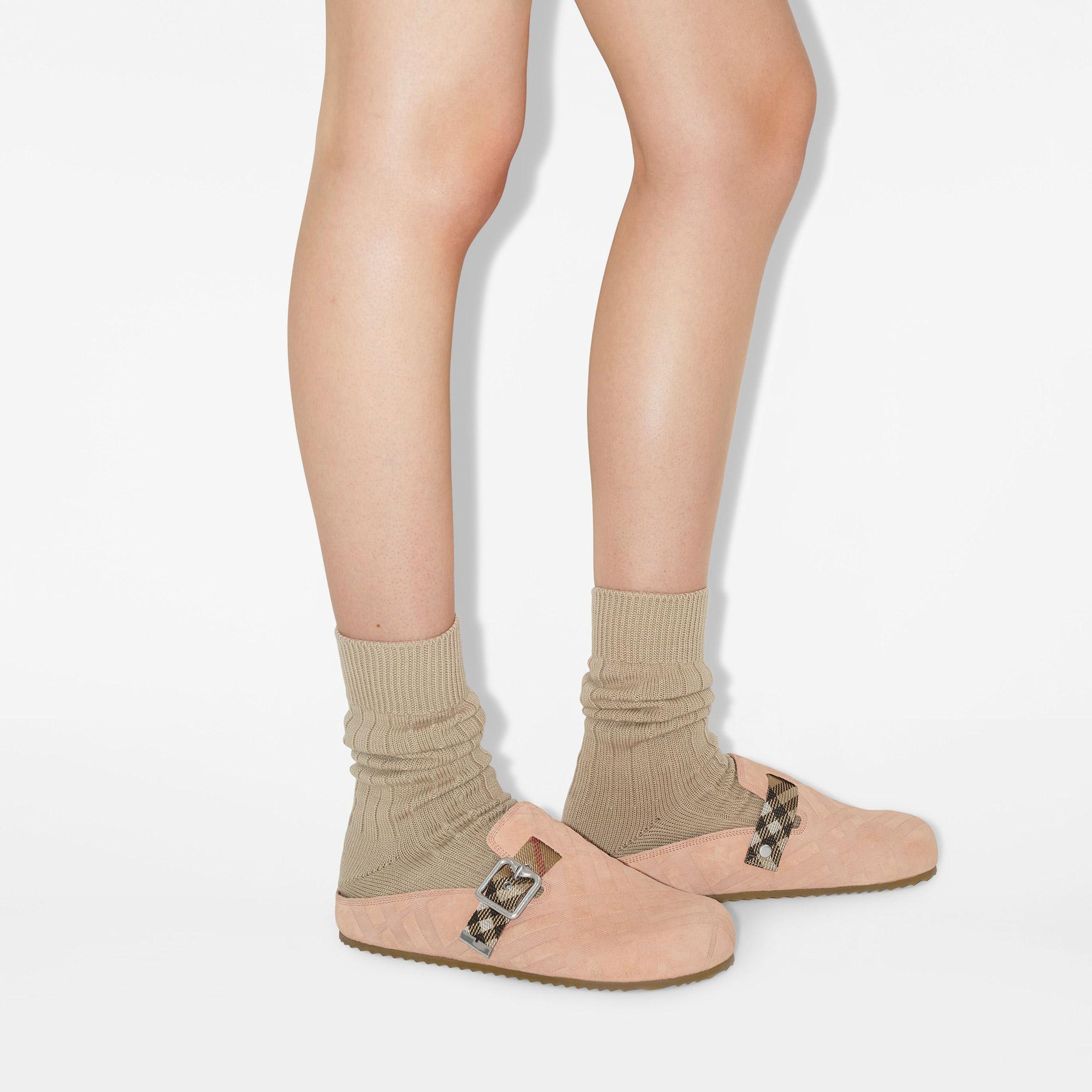 Burberry Check Suede Urchin Clogs Kadın Pembe Terlik