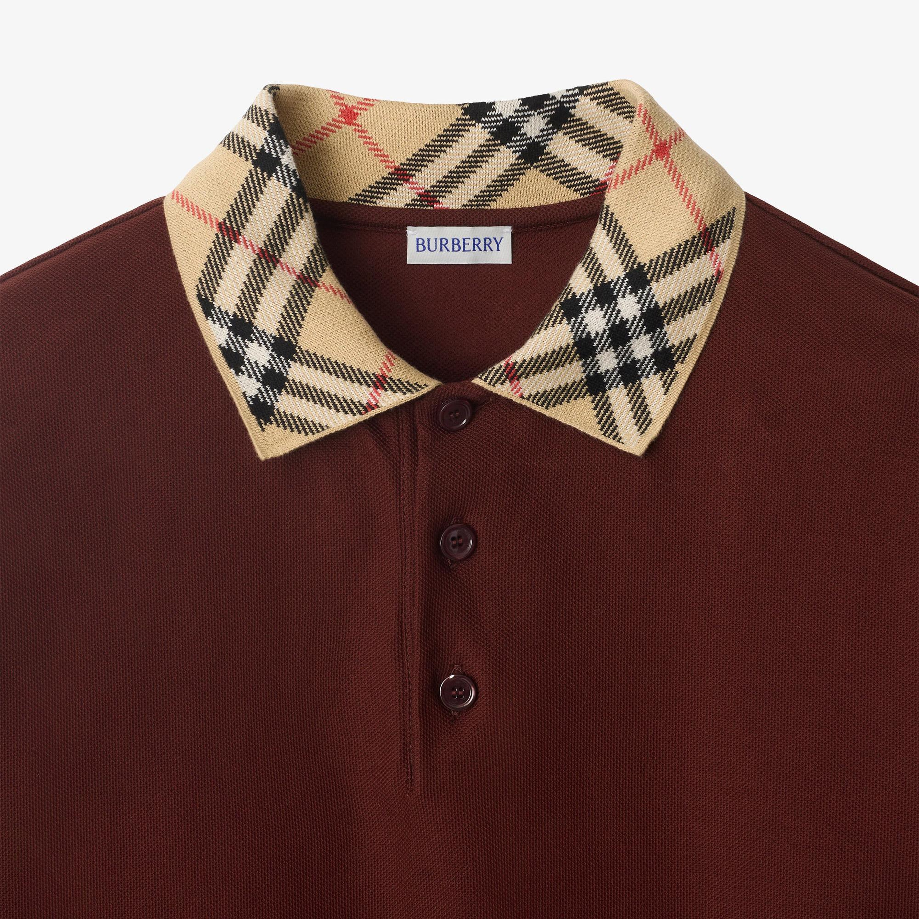Burberry Check Collar Cotton Erkek Bordo Polo