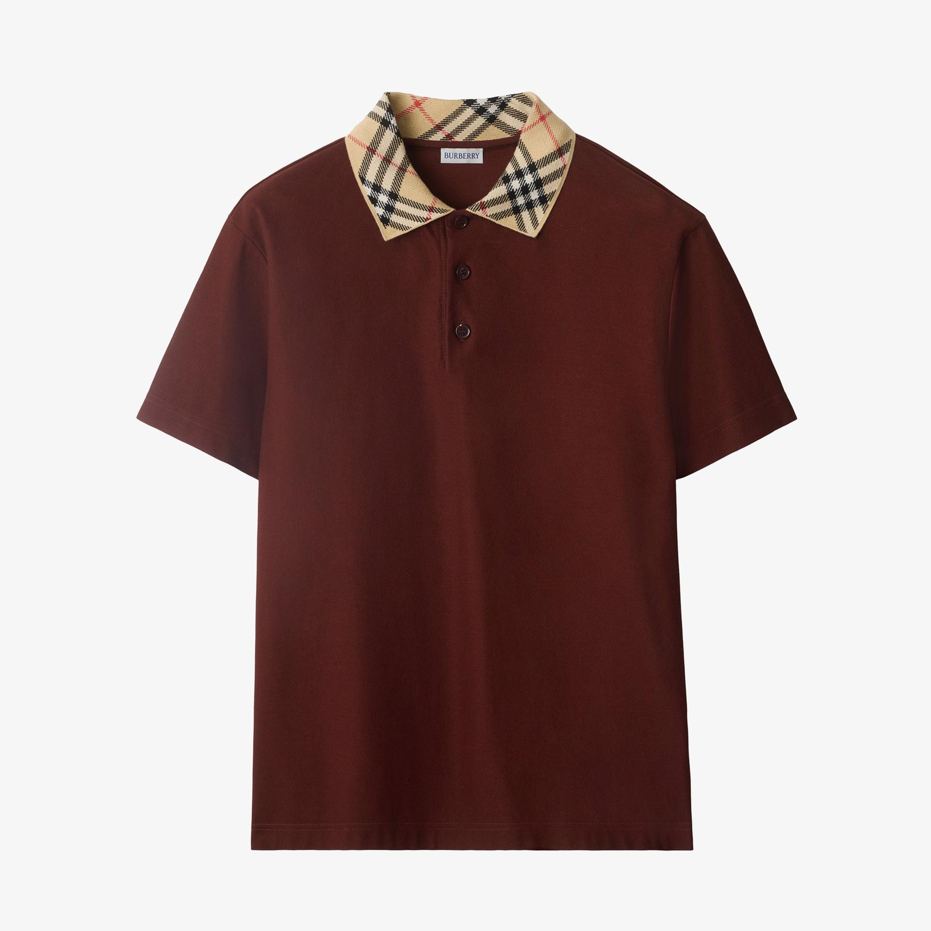 Burberry Check Collar Cotton Erkek Bordo Polo