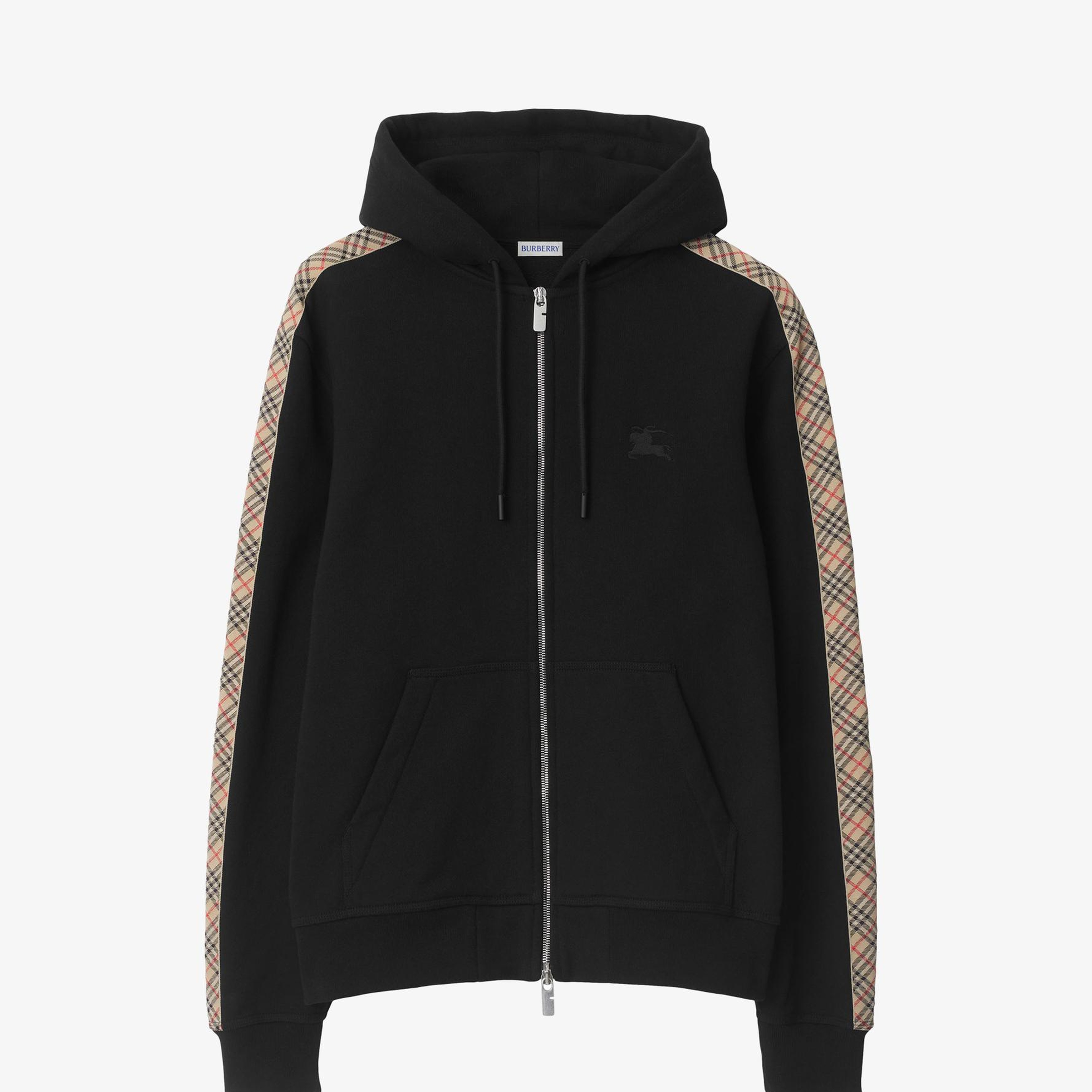 Burberry Scott Check Trim Cotton Erkek Siyah Sweatshirt