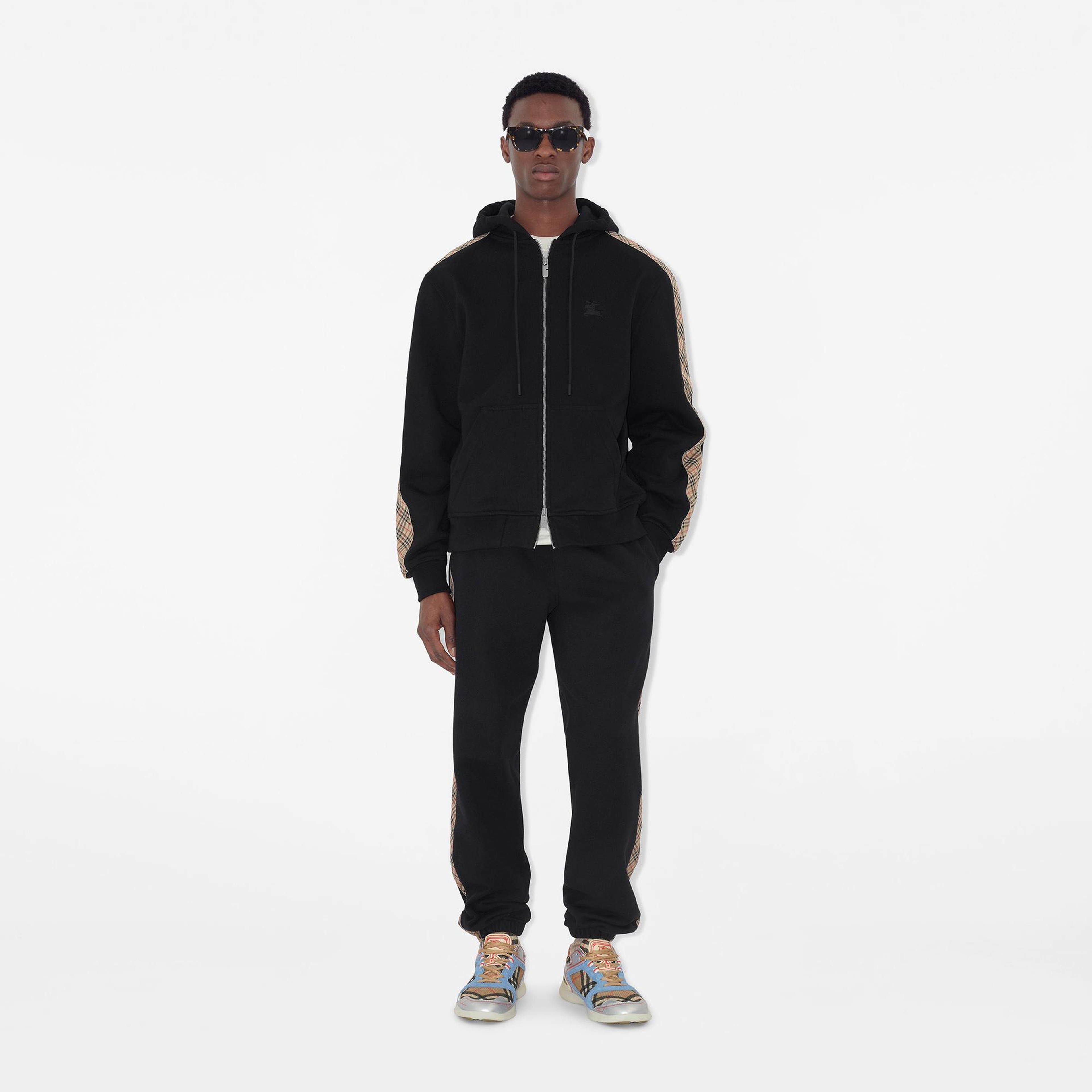 Burberry Scott Check Trim Cotton Erkek Siyah Sweatshirt