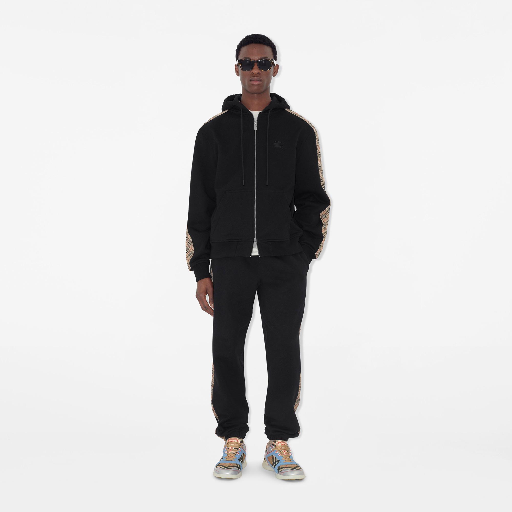 Burberry Scott Check Trim Cotton Erkek Siyah Sweatshirt