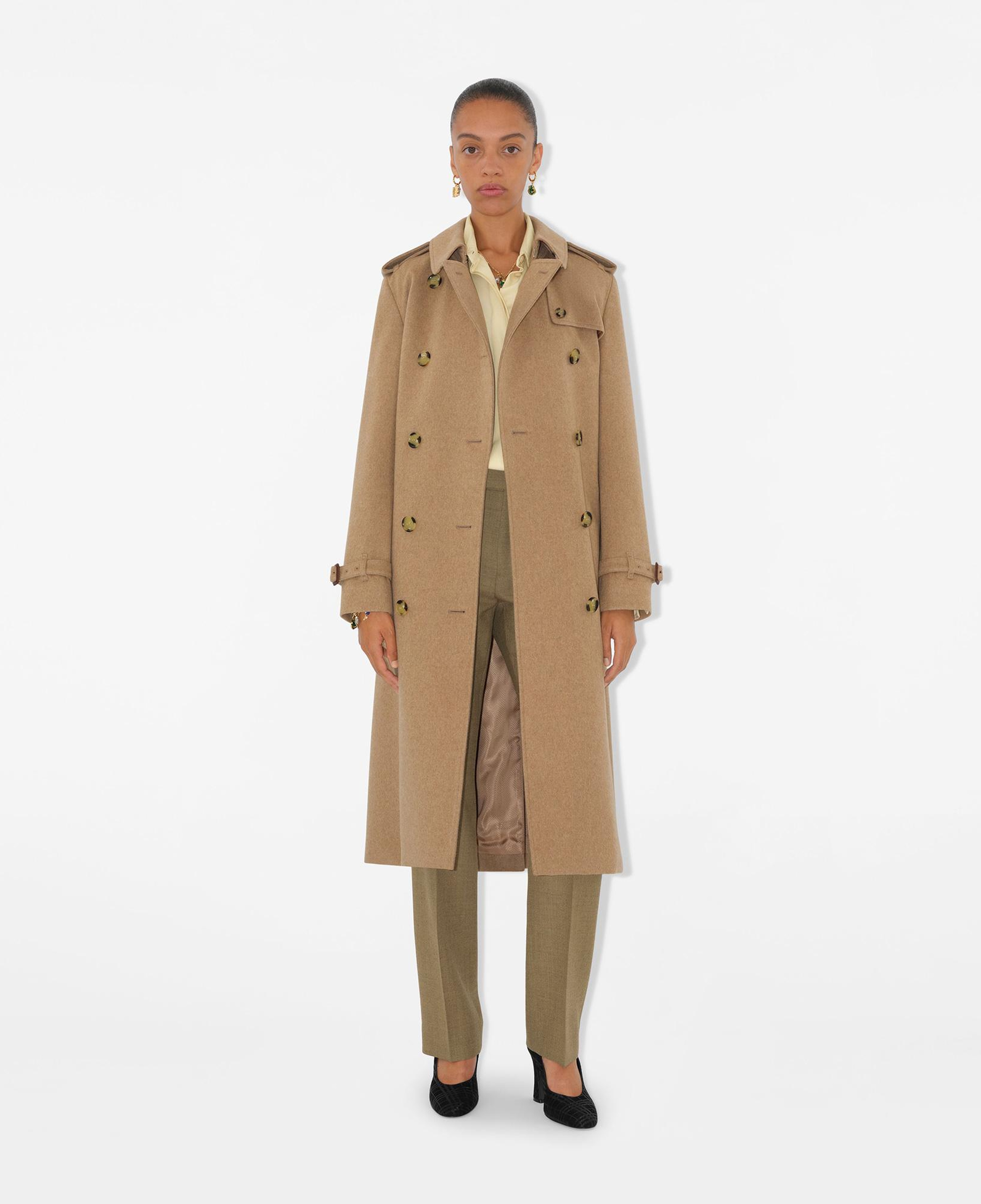 Burberry Long Cashmere Kensington Kadın Bej Kaban