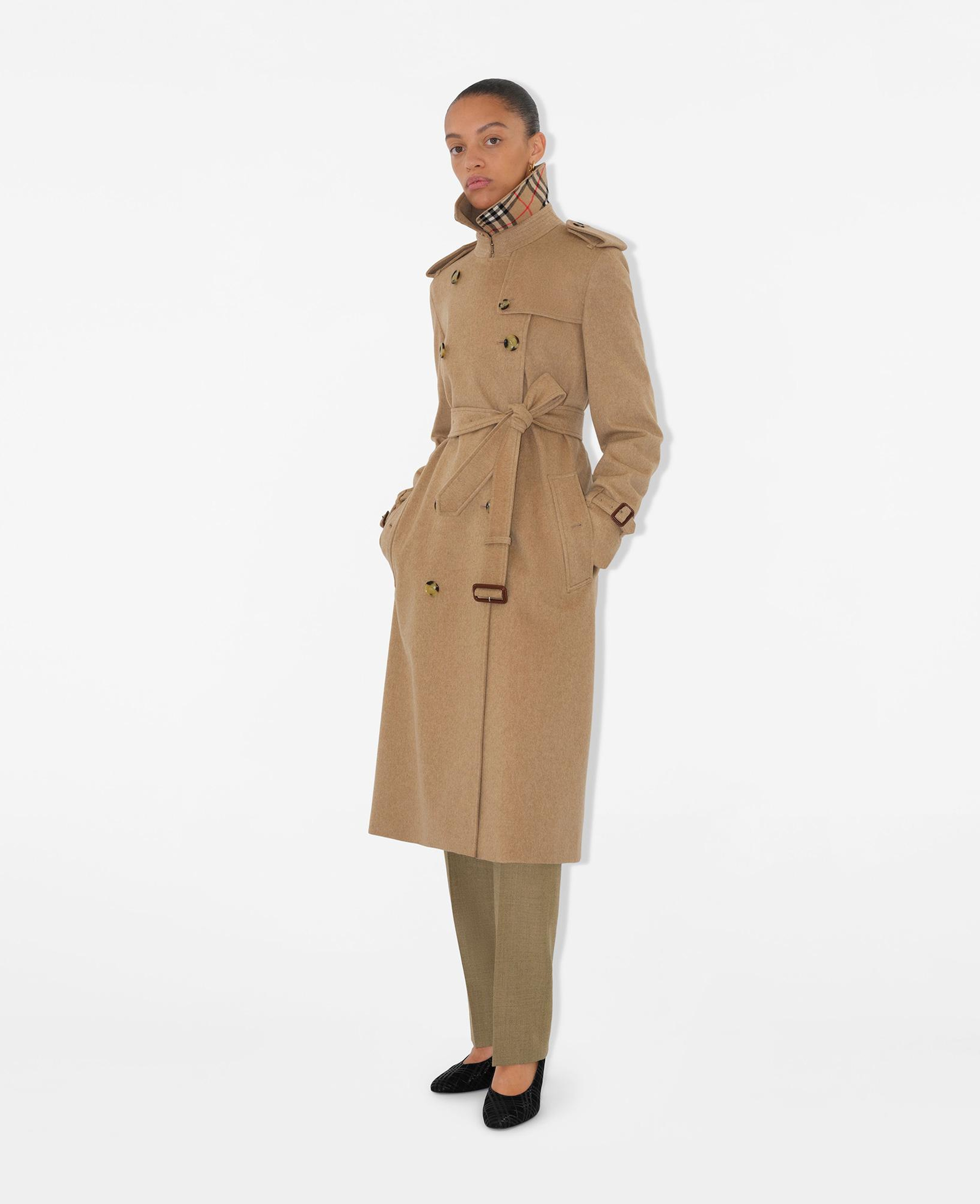 Burberry Long Cashmere Kensington Kadın Bej Kaban