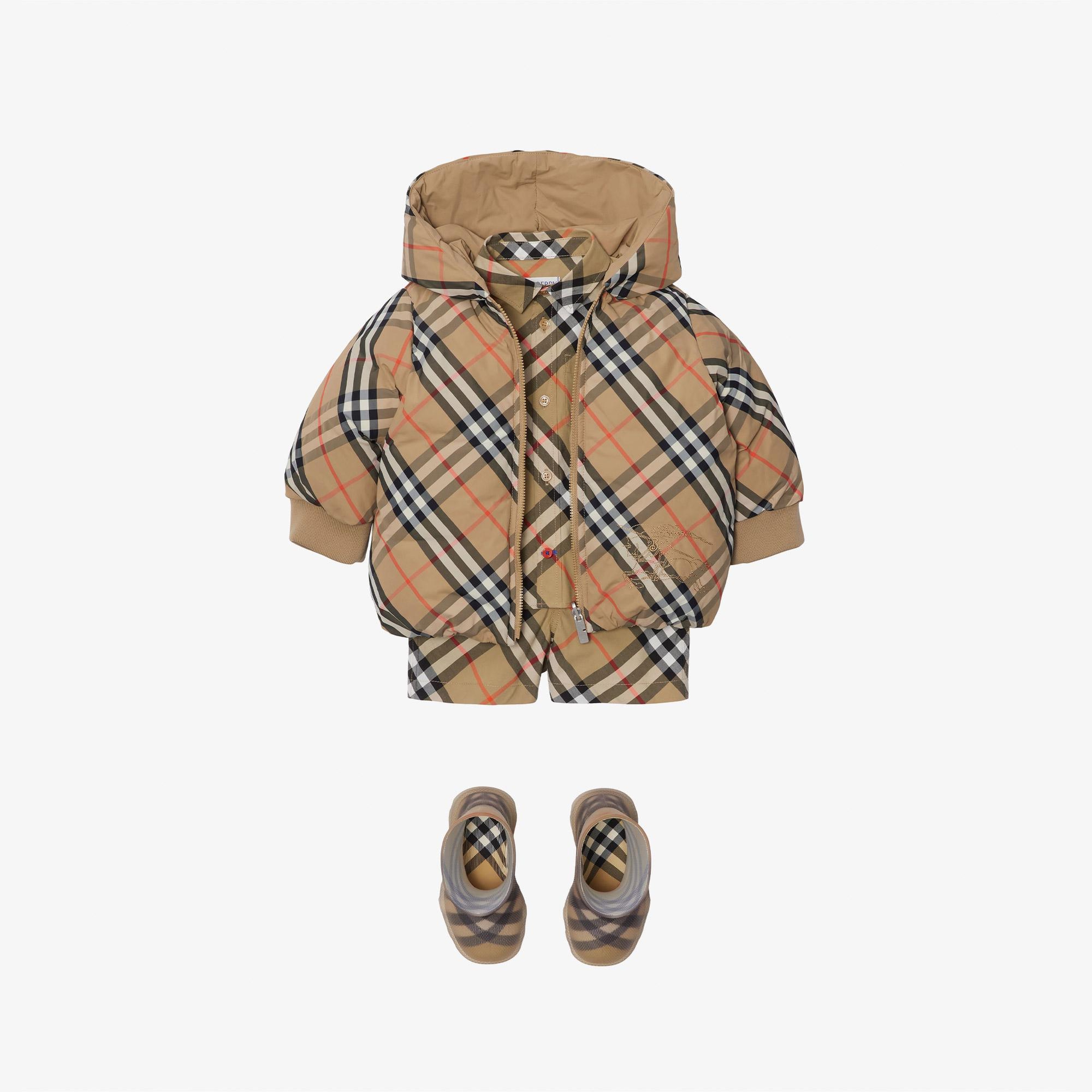 Burberry Axel Reversible Check Nylon Puffer Çocuk Bej Mont