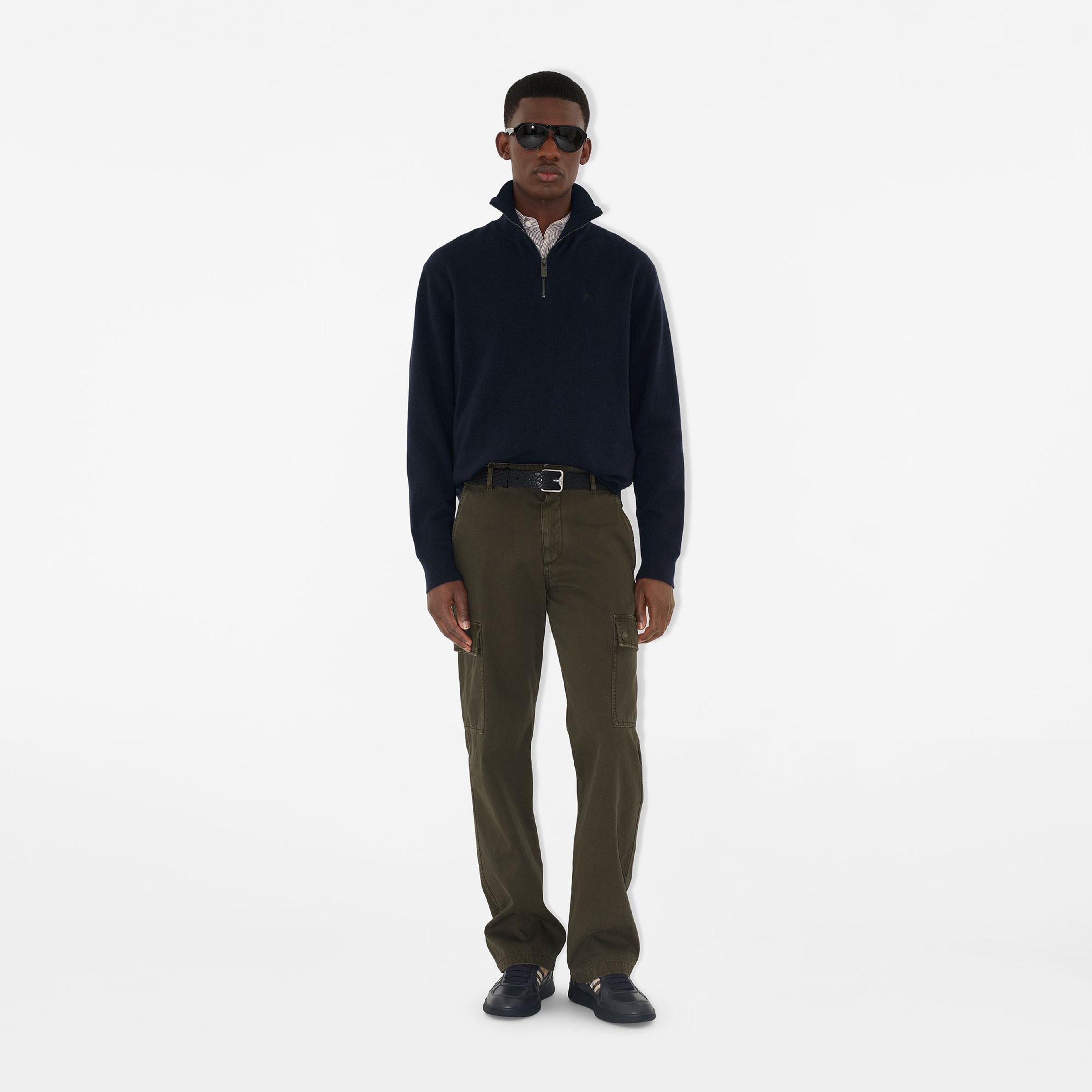 Burberry Mix Leather And Check Terrace Erkek Lacivert Sneaker