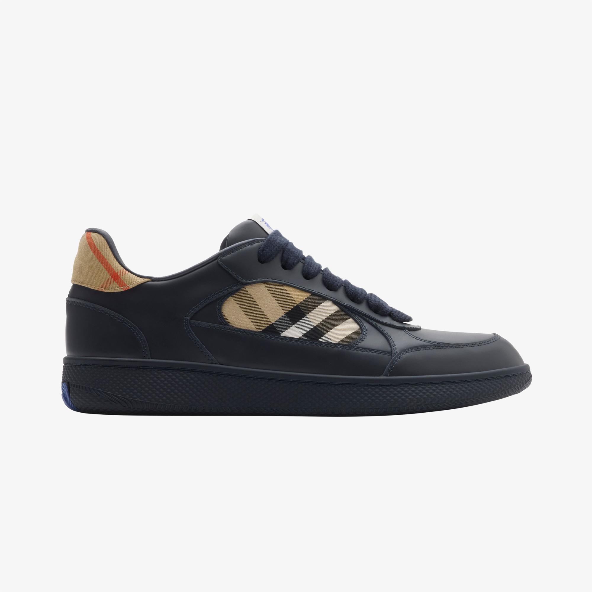 Burberry Mix Leather And Check Terrace Erkek Lacivert Sneaker