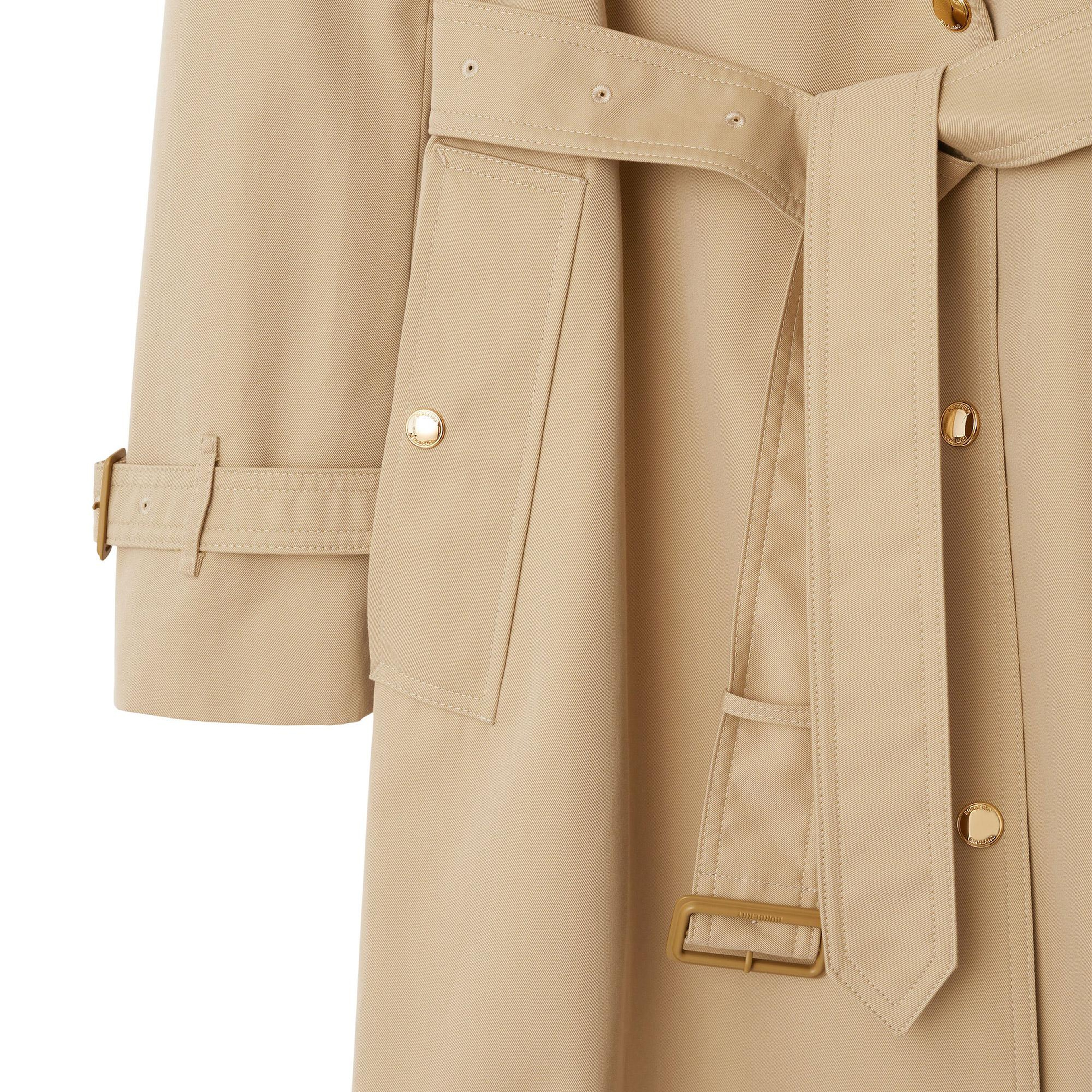 Burberry Sandridge Long Check Collar Gabardine Kadın Bej Pardesü