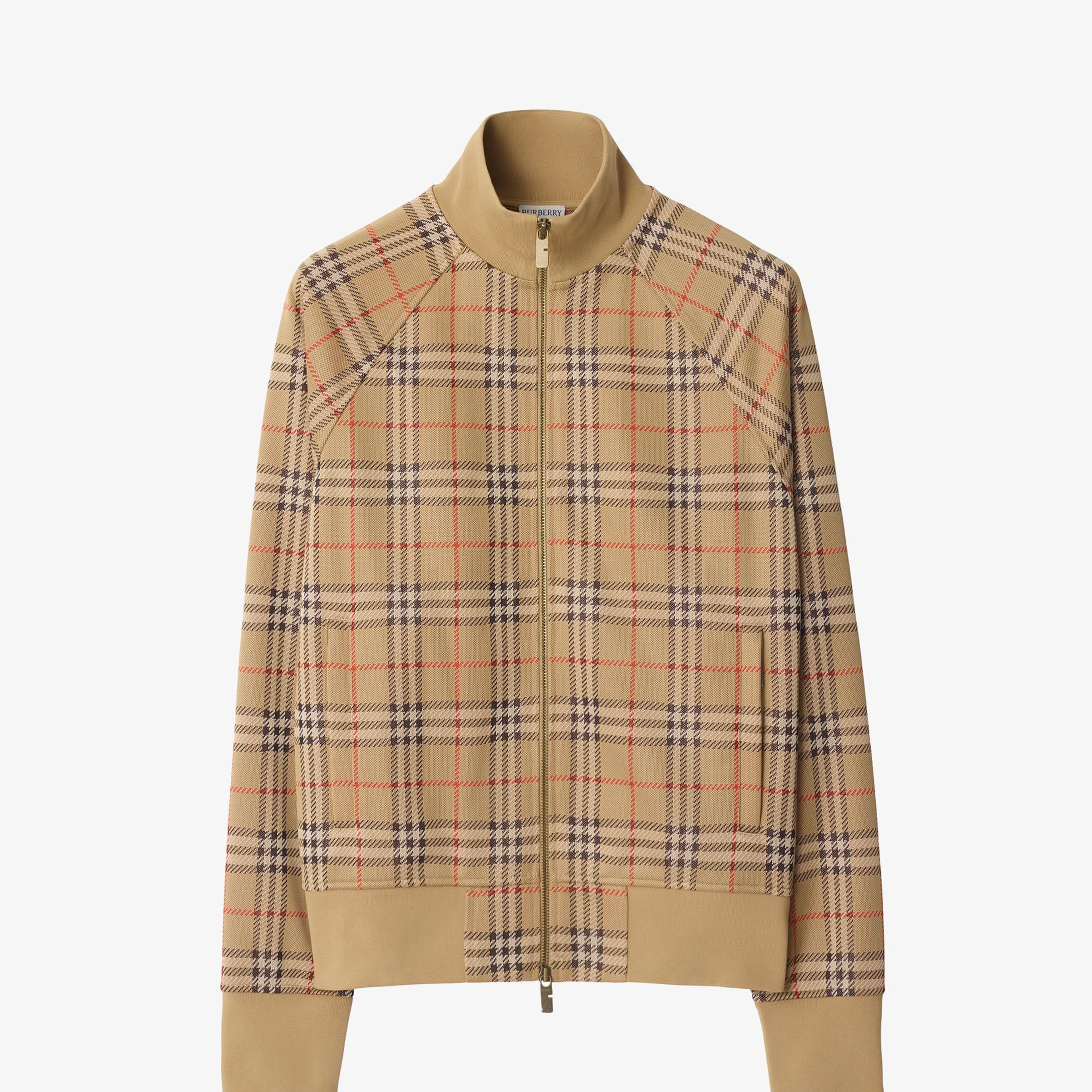 Burberry Check Track Erkek Bej Sweatshirt