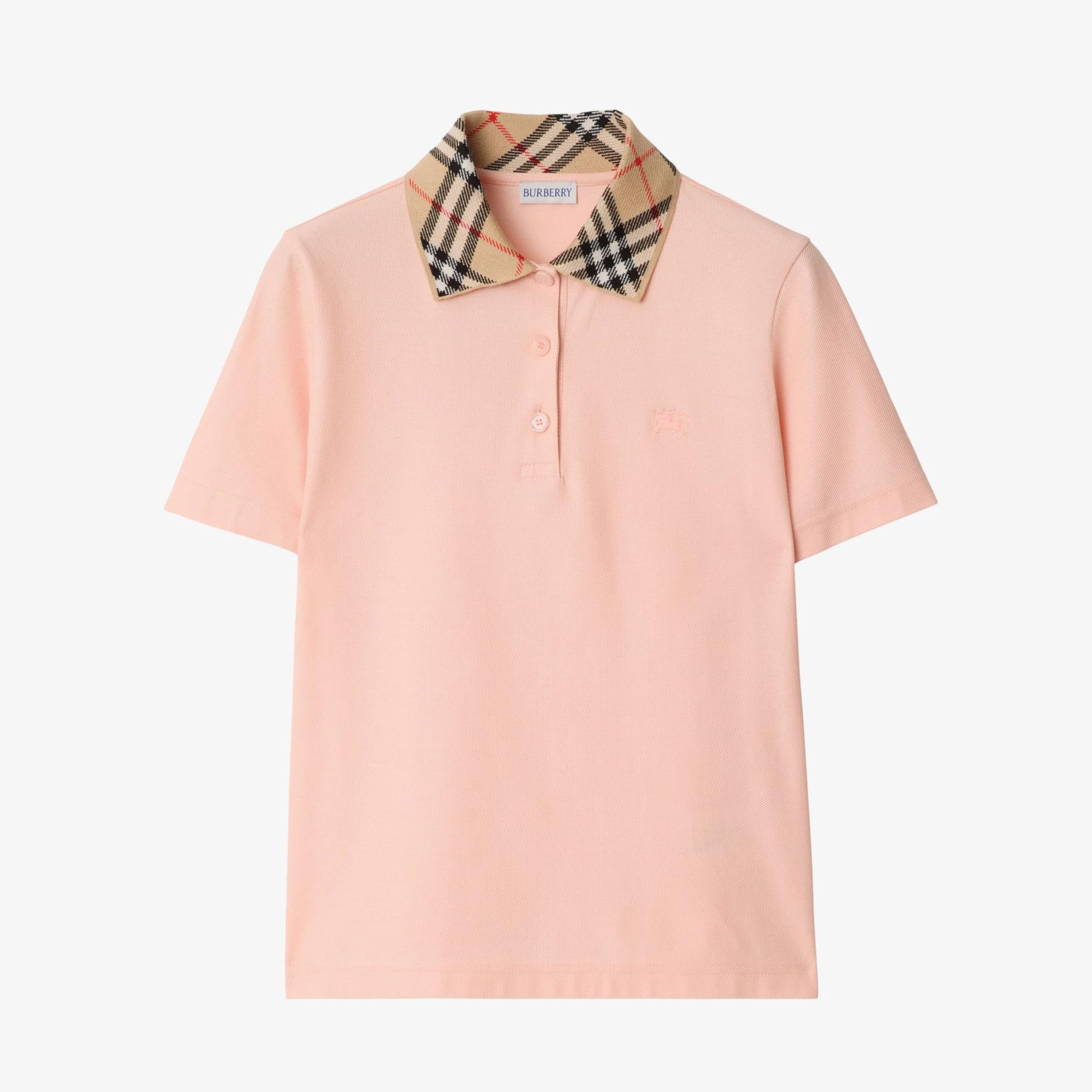 Burberry Check Collar Cotton Kadın Pembe Polo