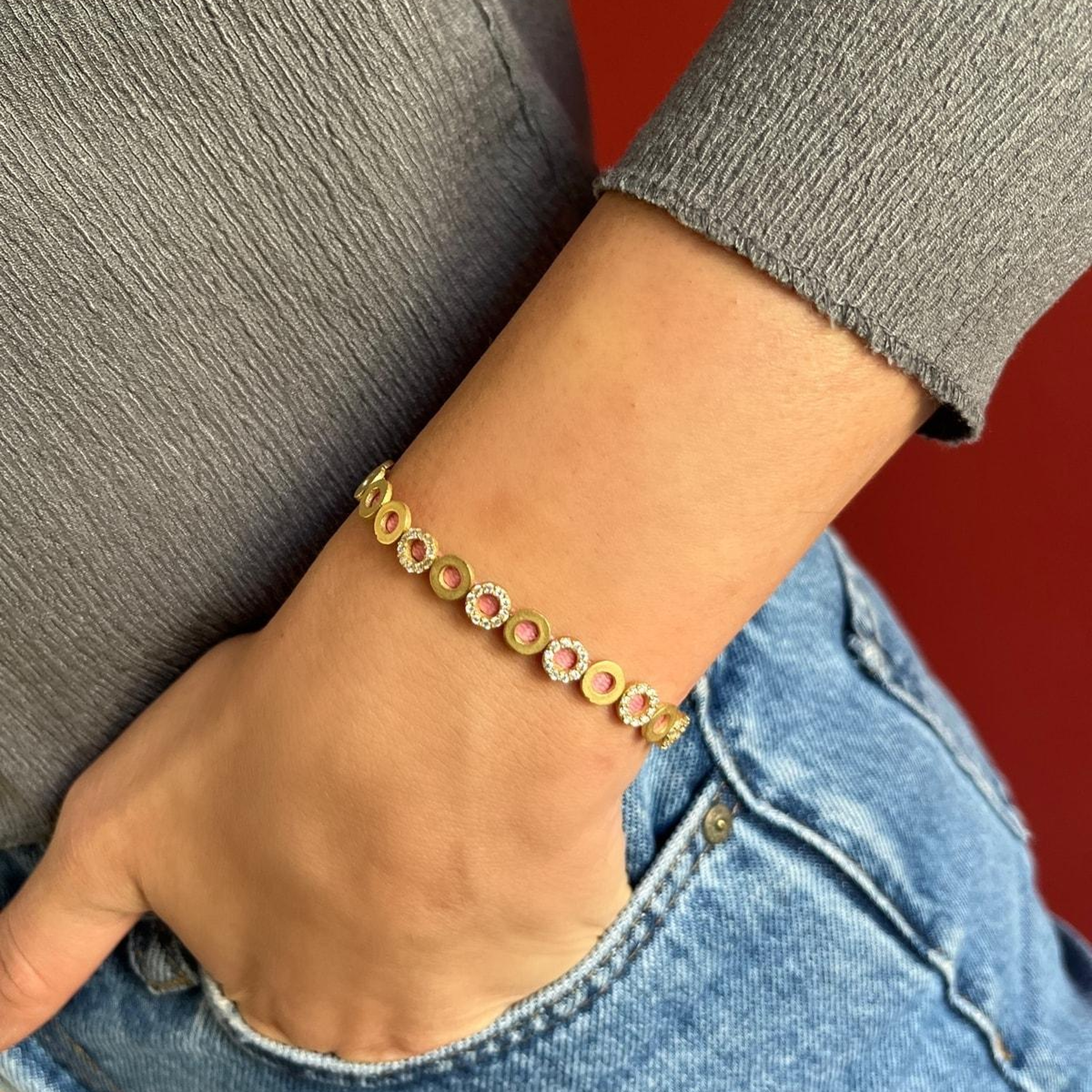 JUJU MOOD Taşlı Mini Circle Unisex Bileklik