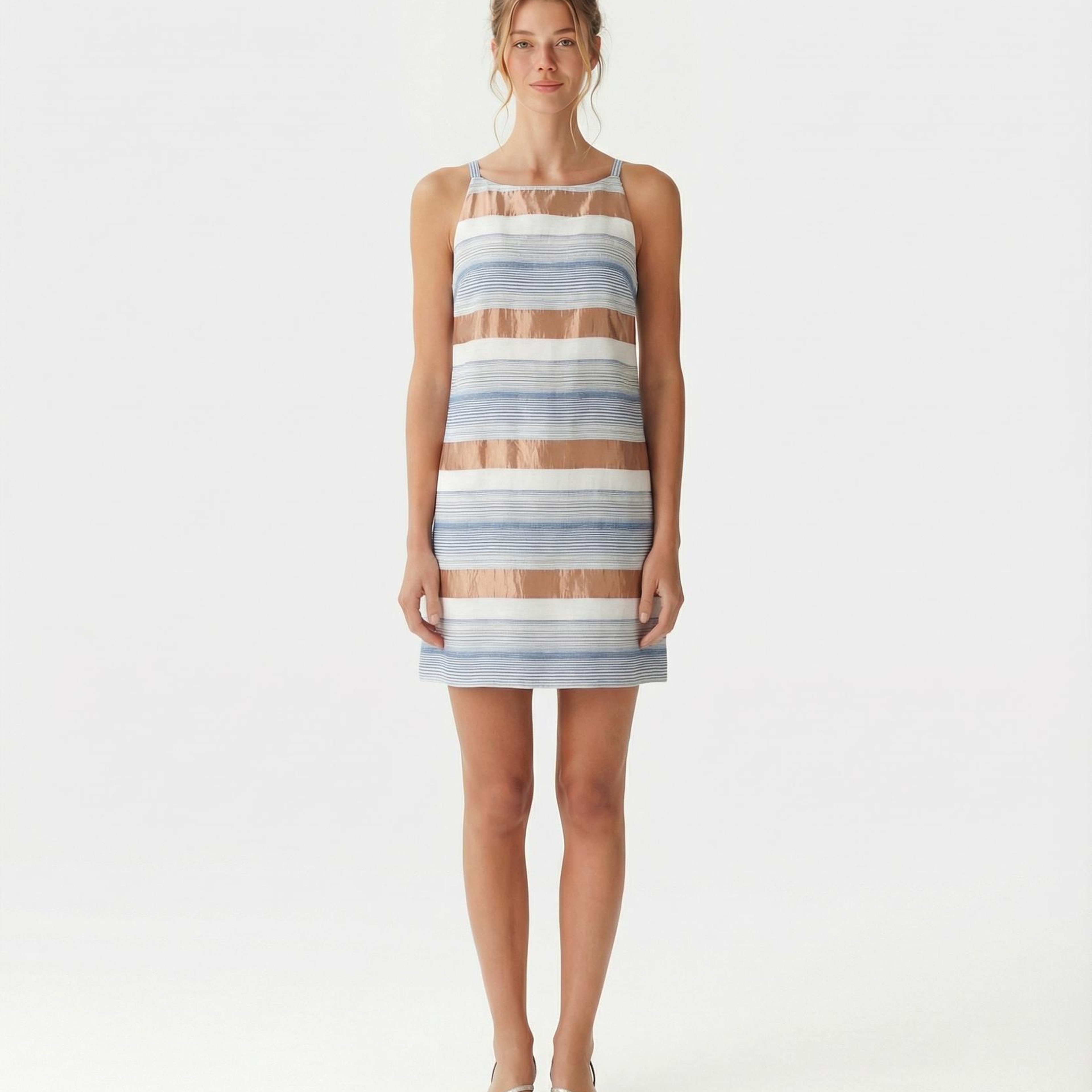 YARGICI A Form Bisiklet Yaka Kolsuz Elbise