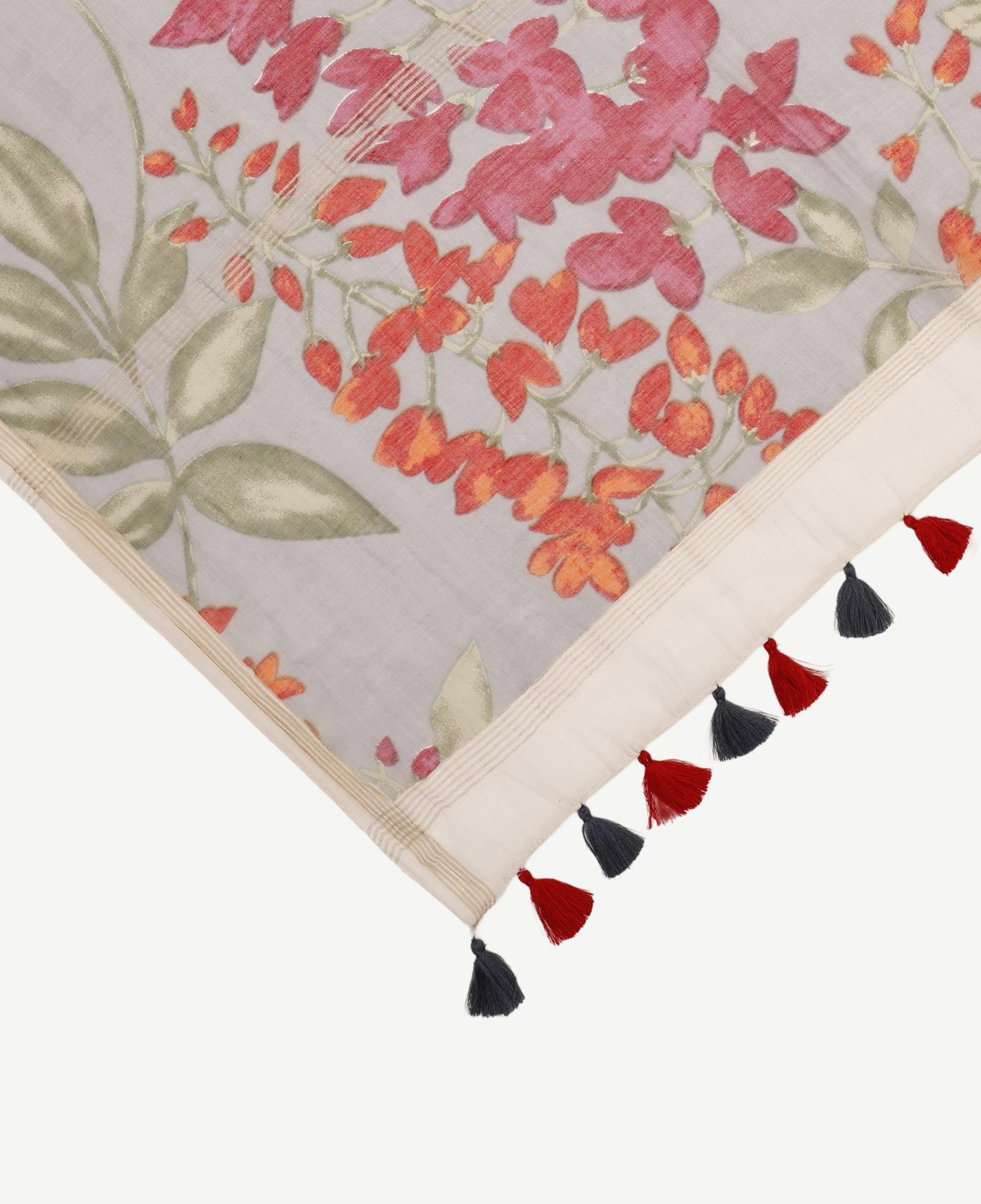 YARGICI Püskül Detaylı Yaprak Desenli Şal