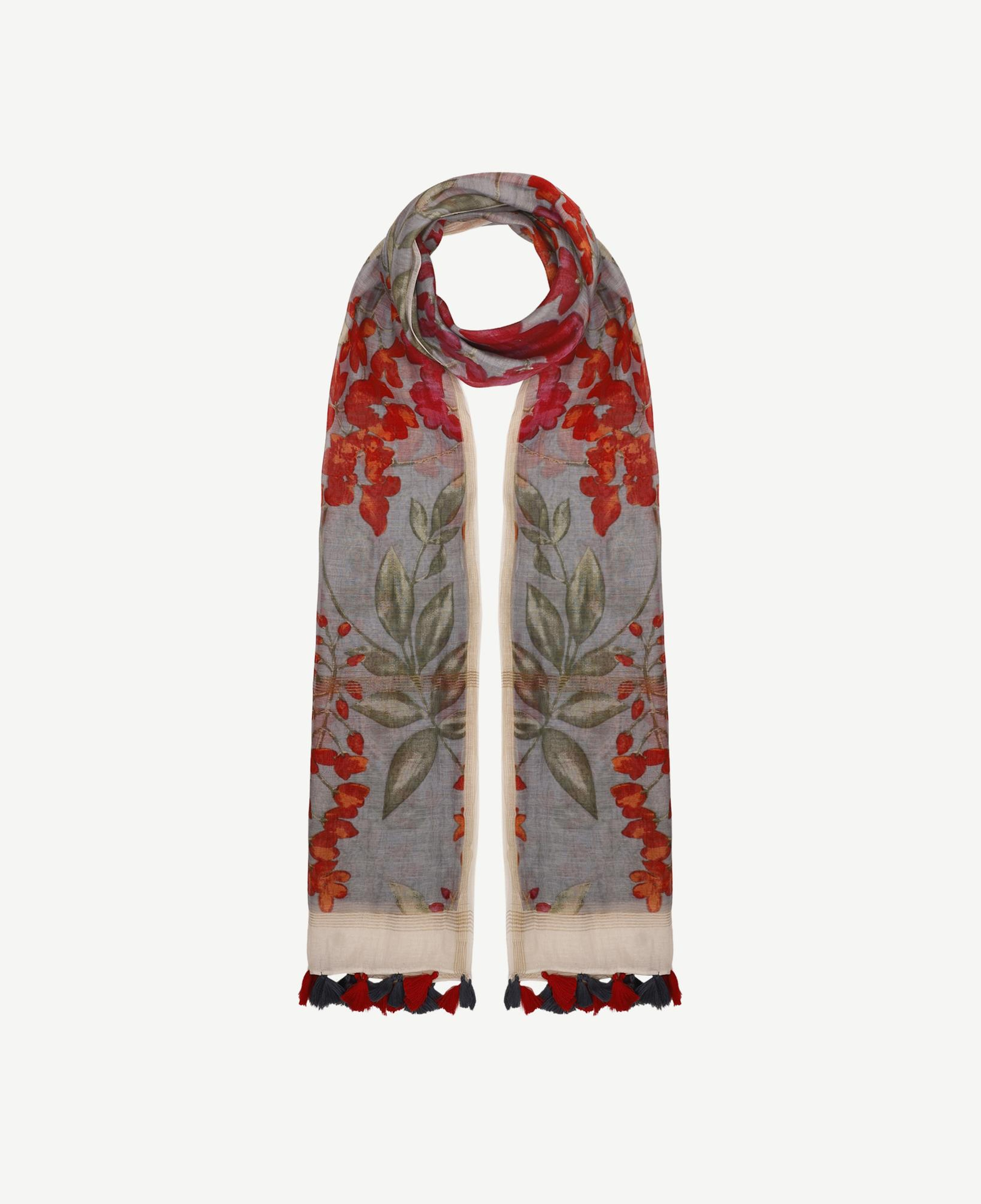 YARGICI Püskül Detaylı Yaprak Desenli Şal