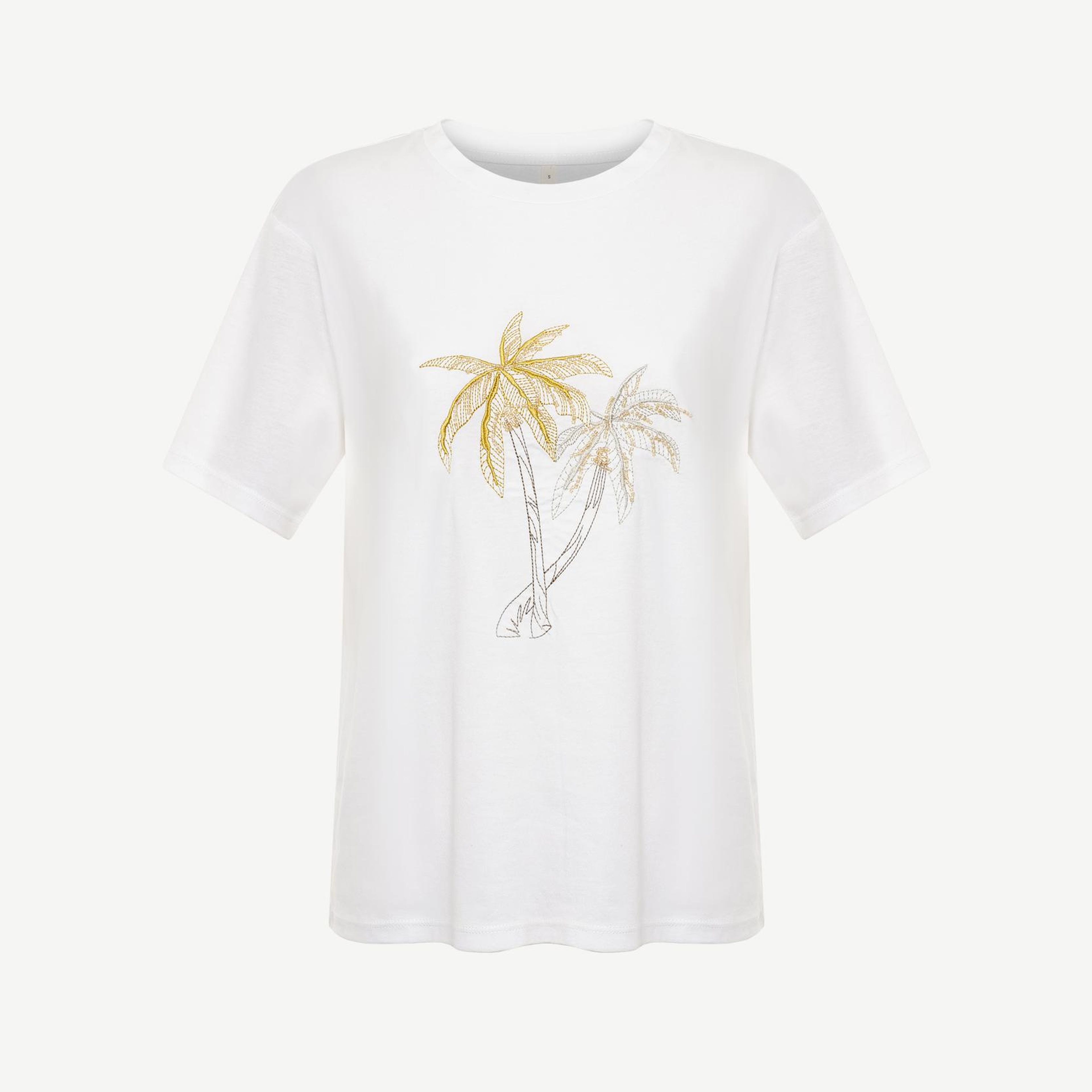 YARGICI Nakış Detaylı Bisiklet Yaka Kısa Kollu T-shirt