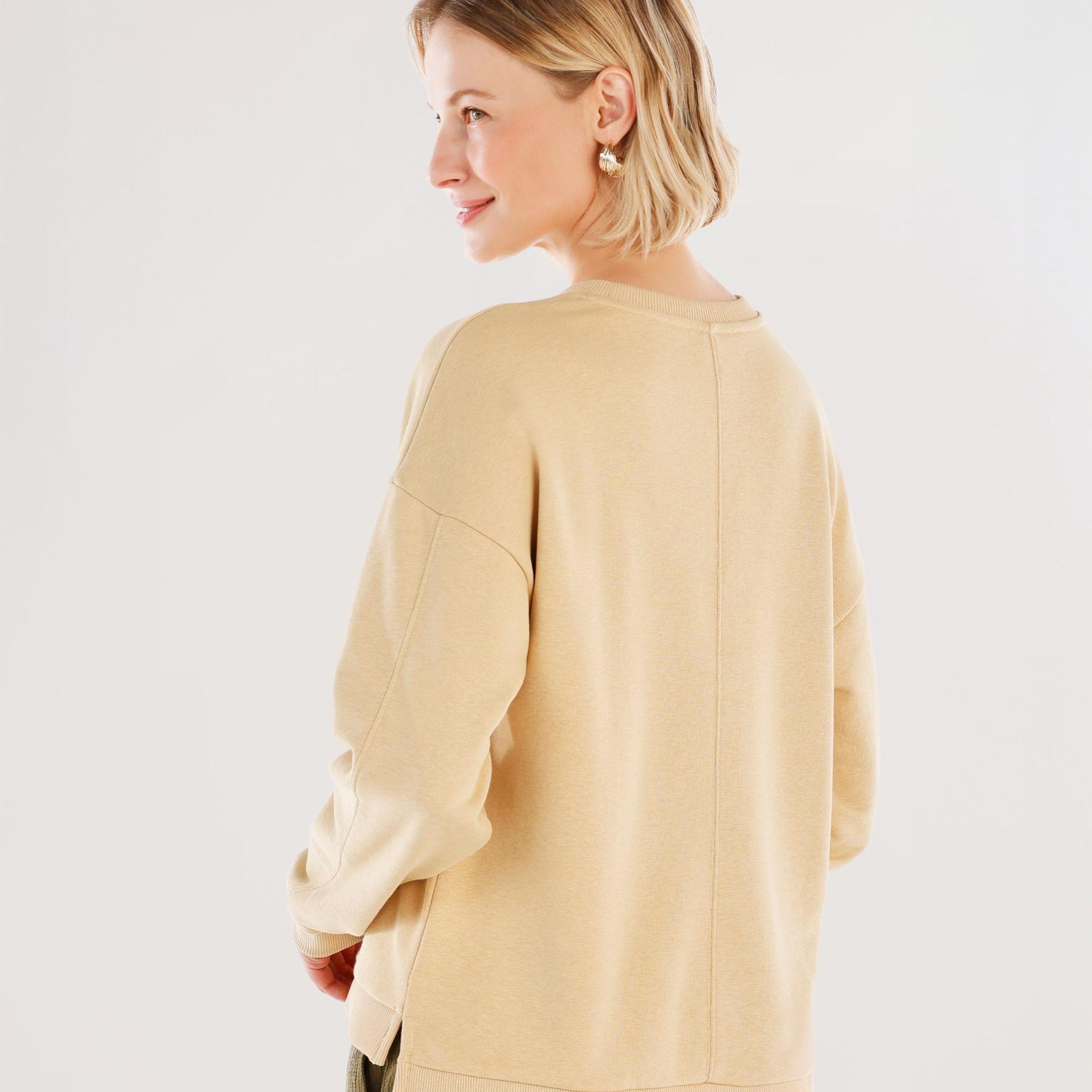YARGICI Dikiş Ve Yırtmaç Detaylı Bisiklet Yaka Sweatshirt