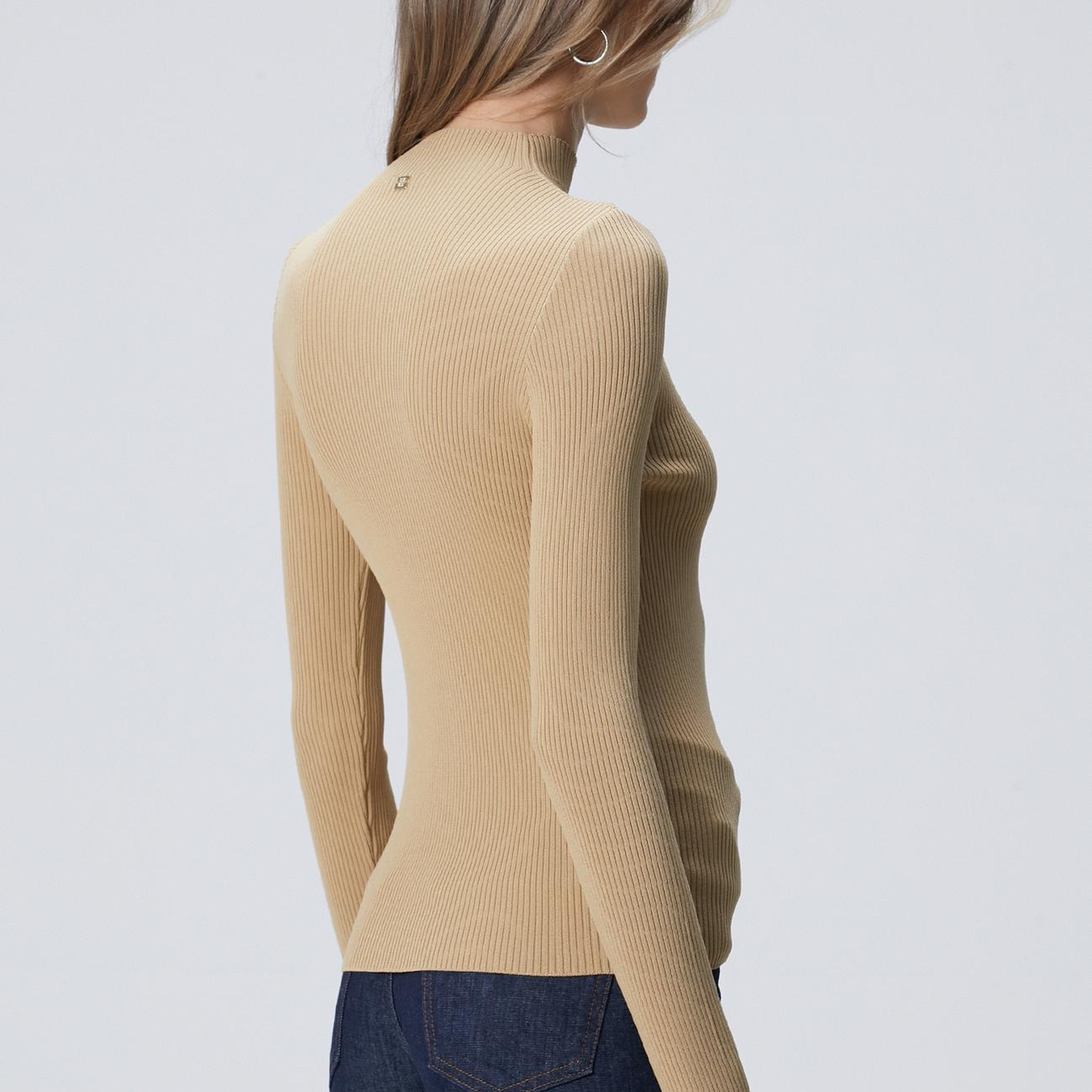 Network Kadın Camel İnce Ribana Örgü Rayon Basic Kazak