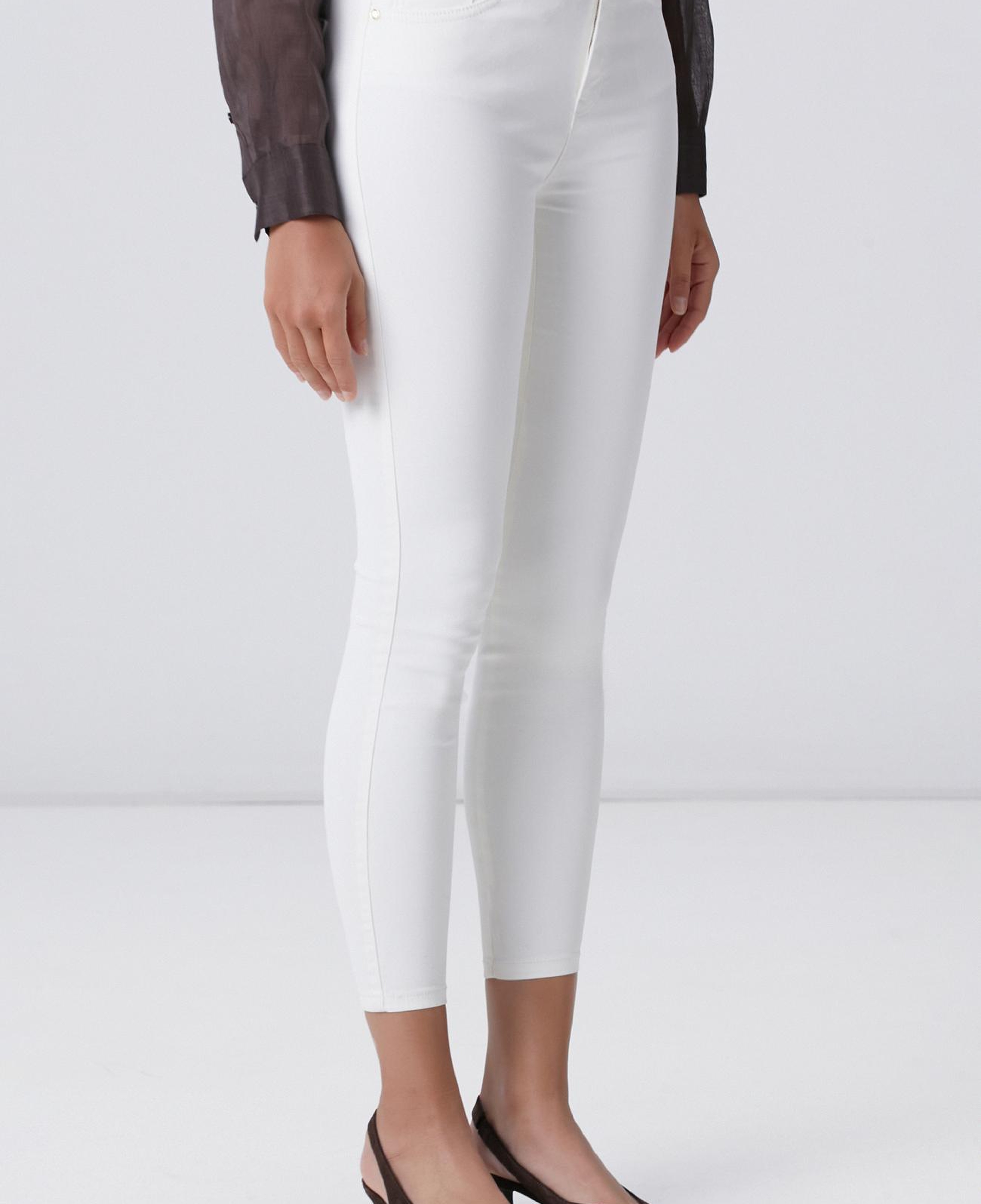 Network Kadın Beyaz Kaplamalı Skinny Kalıp Denim Pantolon
