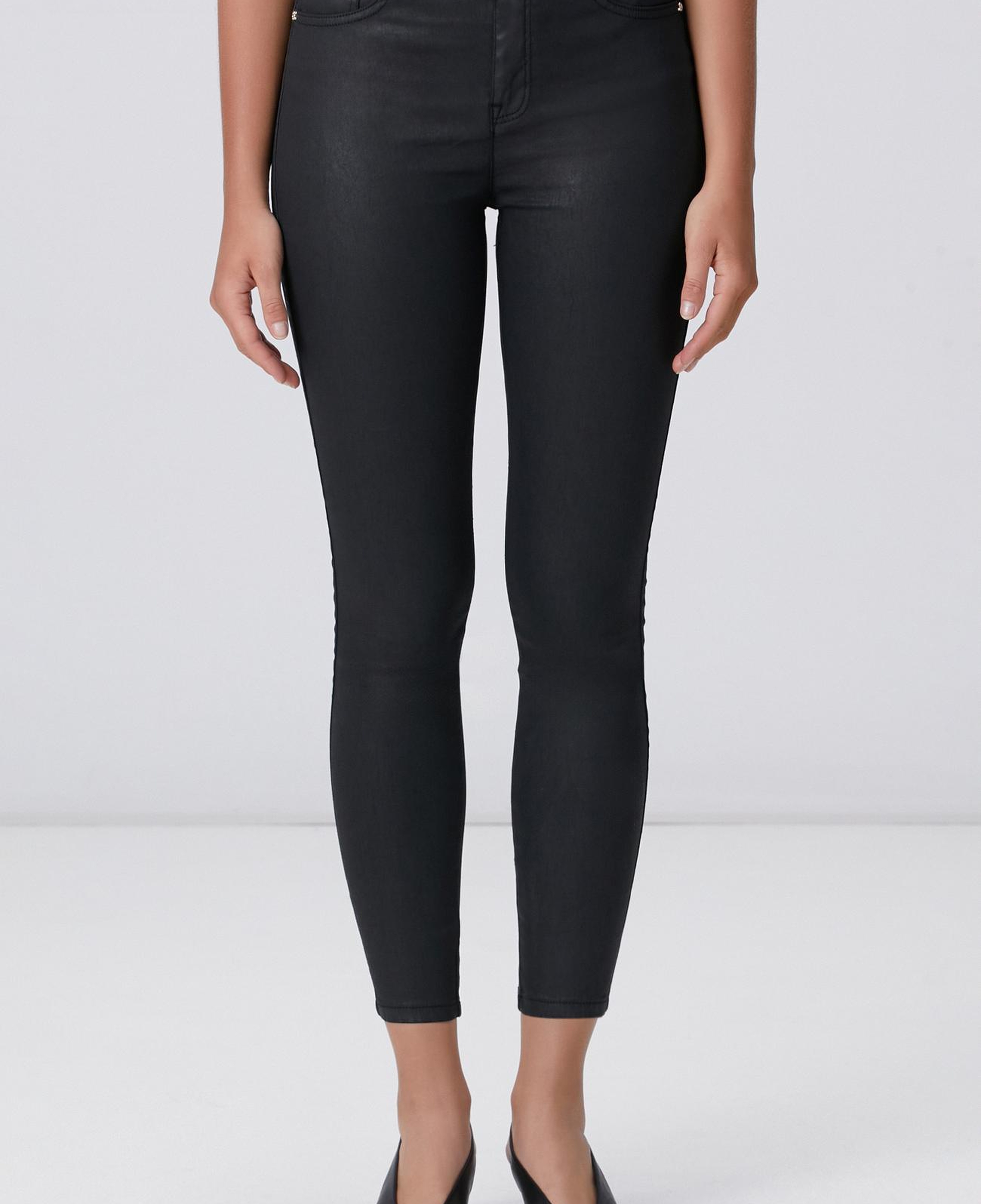 Network Kadın Siyah Kaplamalı Skinny Kalıp Denim Pantolon