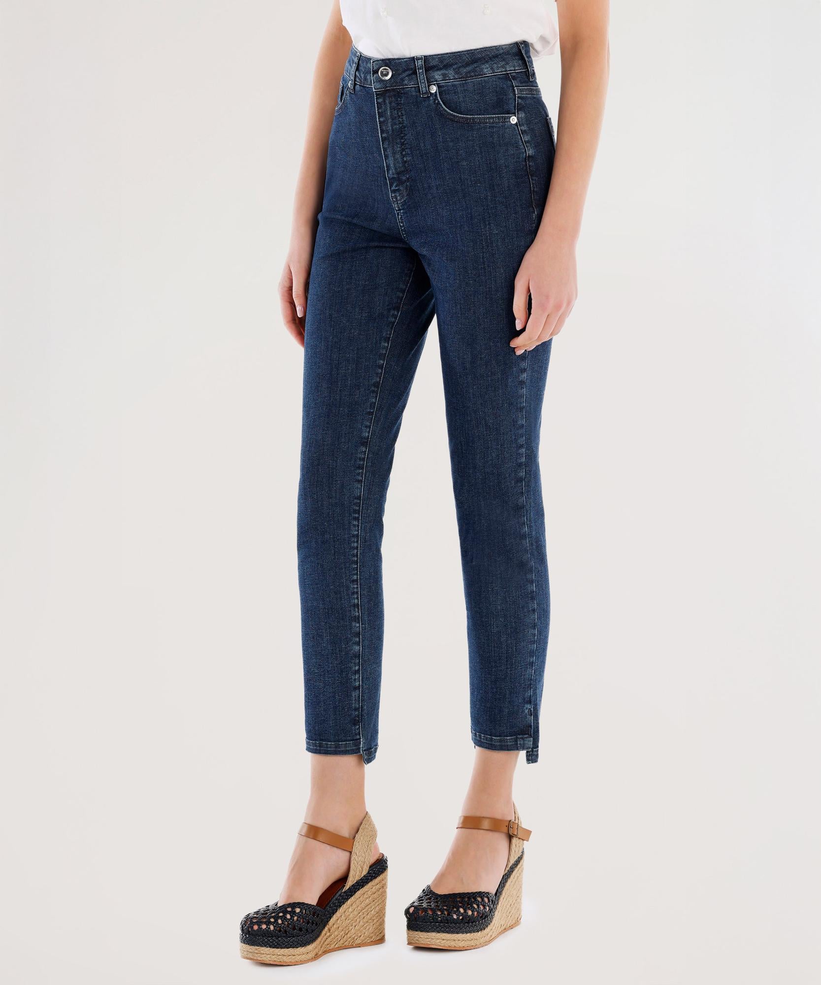 YARGICI Paça Yırtmaç Detaylı Normal Bel Dar Boru Paça Denim Pantolon