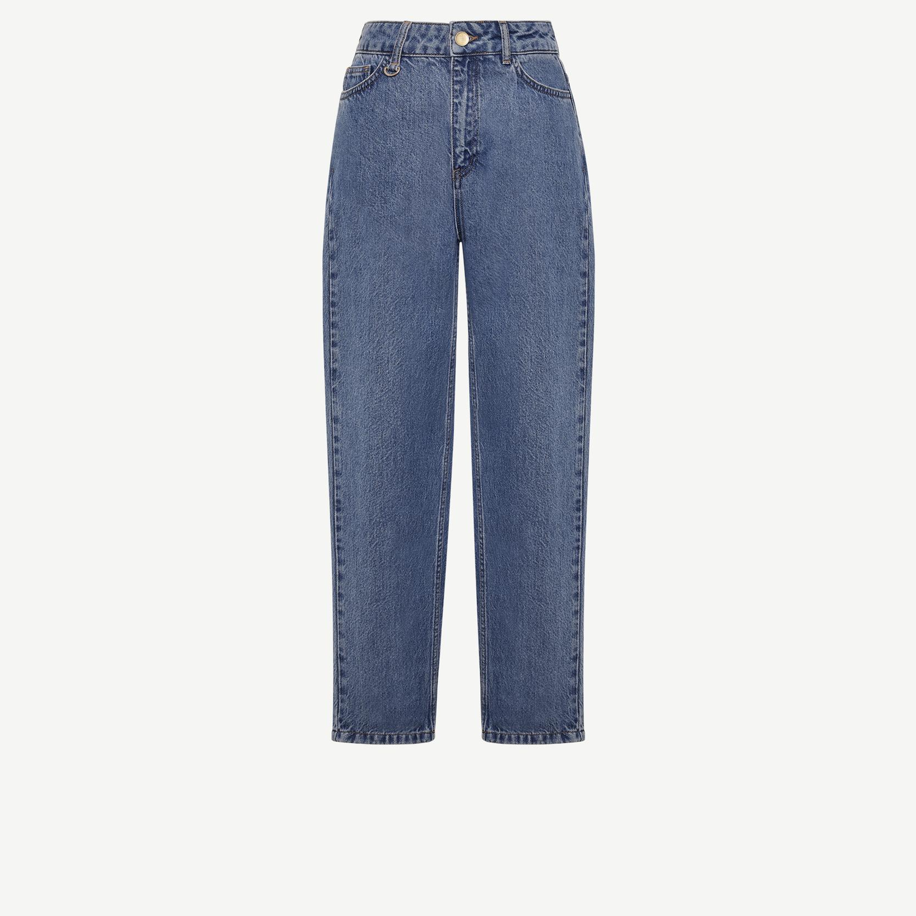 YARGICI Kemer Aksesuarlı Yüksel Bel Mom Fit Denim Pantolon