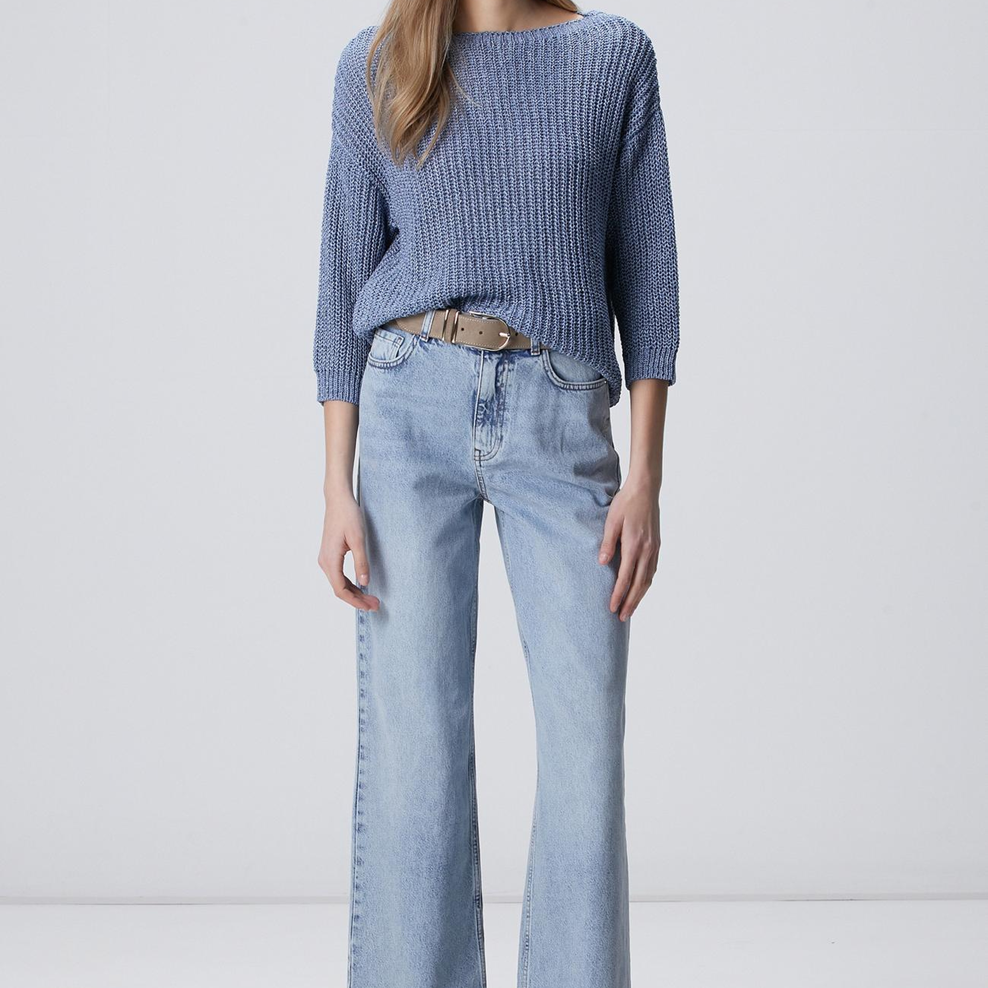 Network Kadın Mavi Wide Leg Denim Pantolon