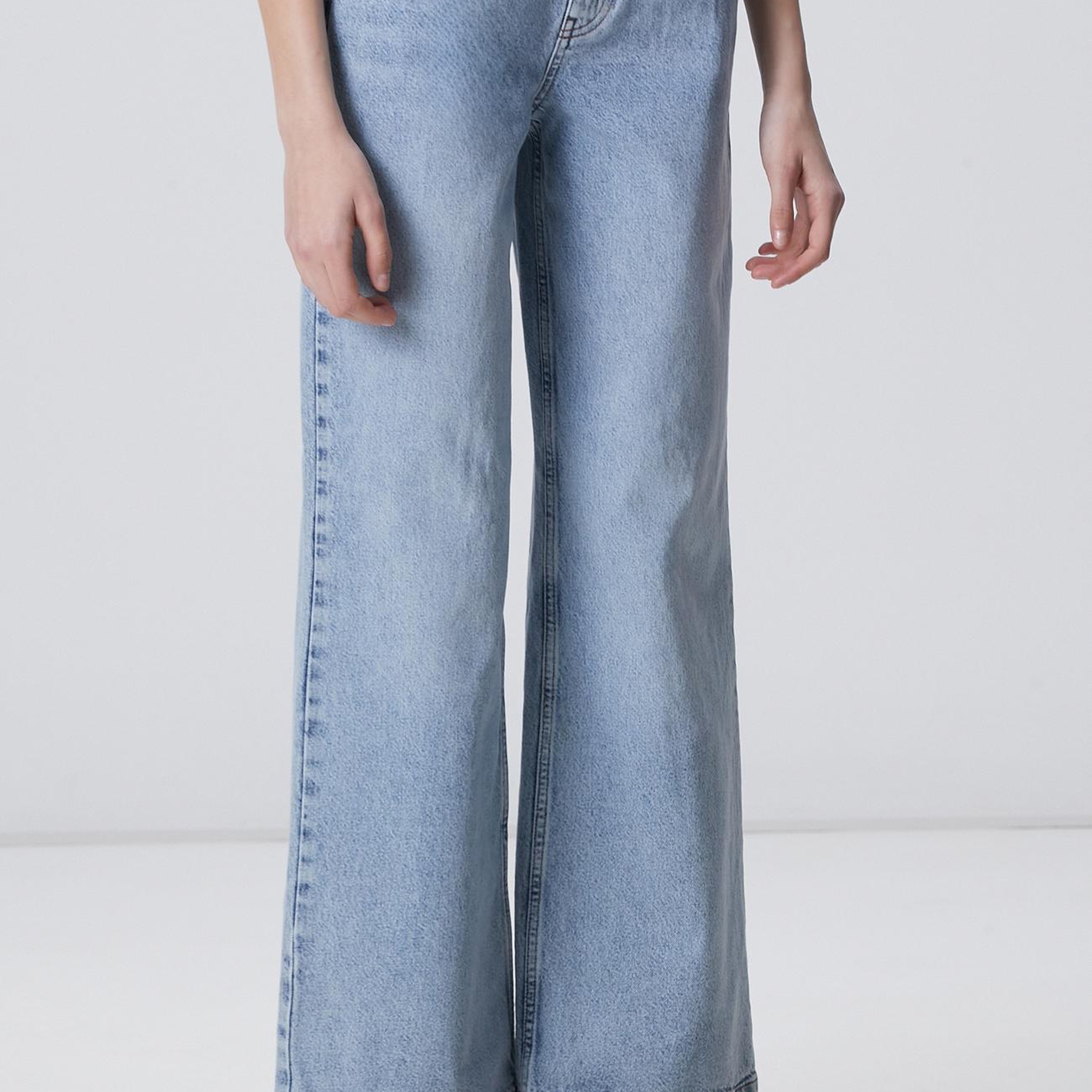 Network Kadın Mavi Wide Leg Denim Pantolon