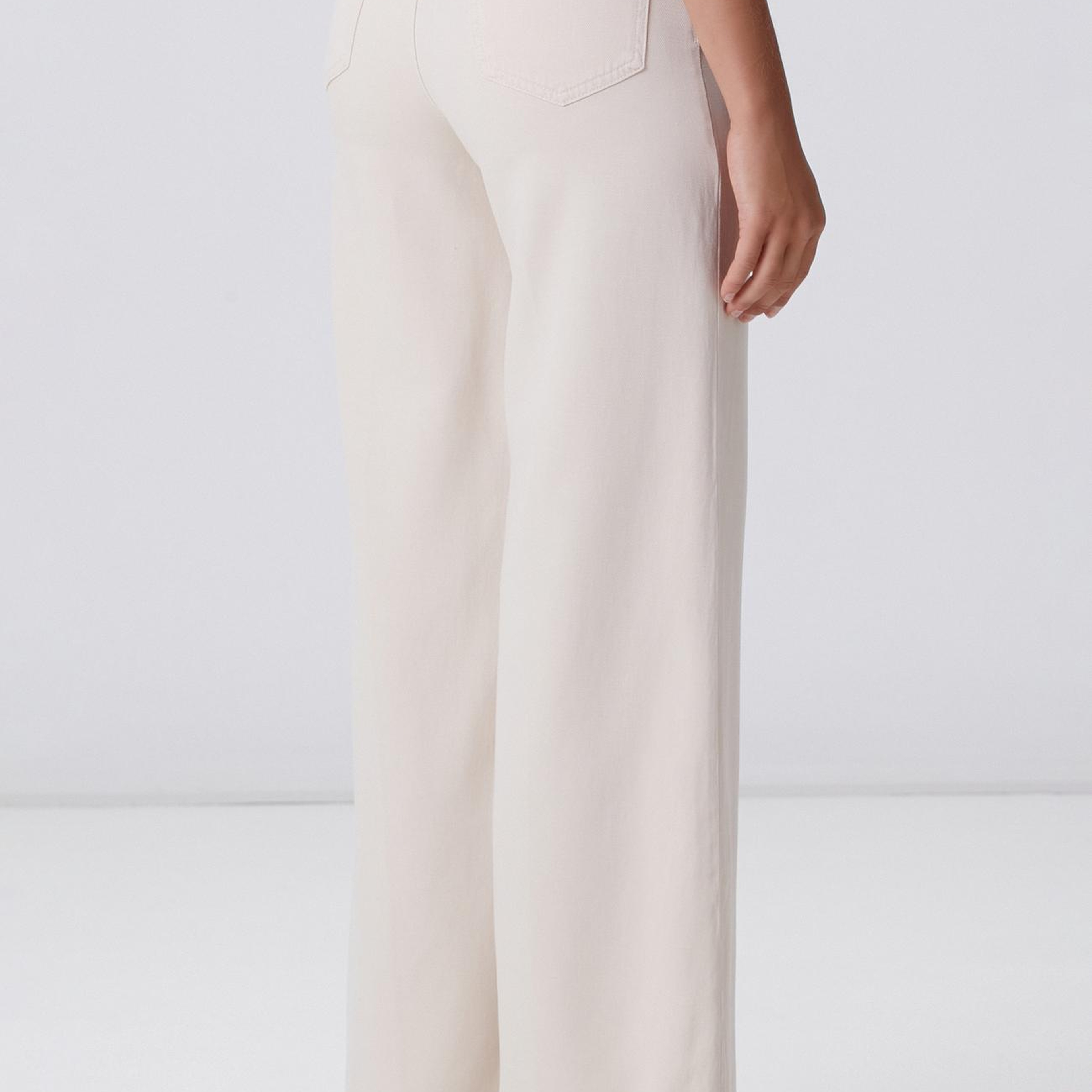 Network Kadın Kırık Beyaz Wide Leg Tencel Casual Pantolon