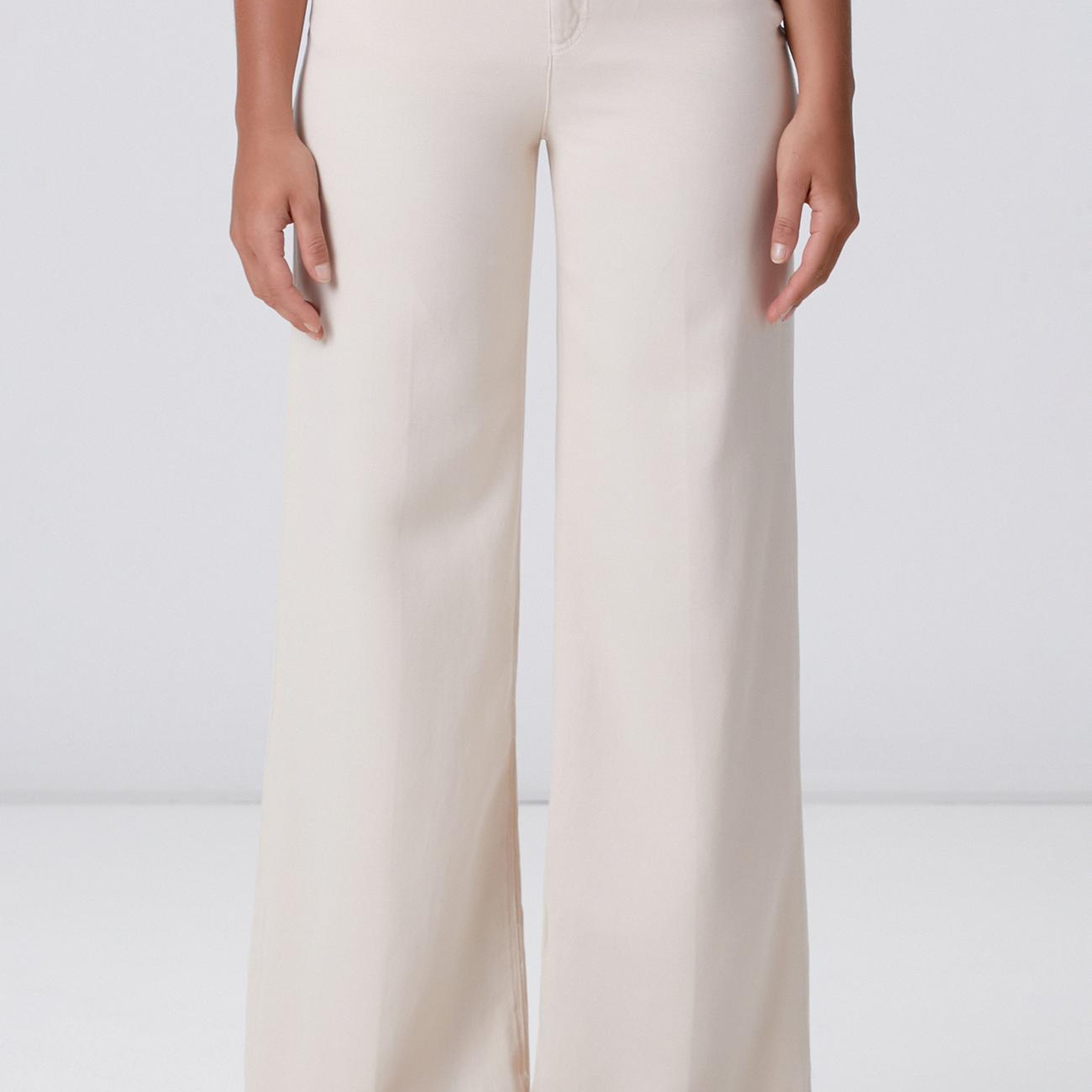 Network Kadın Kırık Beyaz Wide Leg Tencel Casual Pantolon