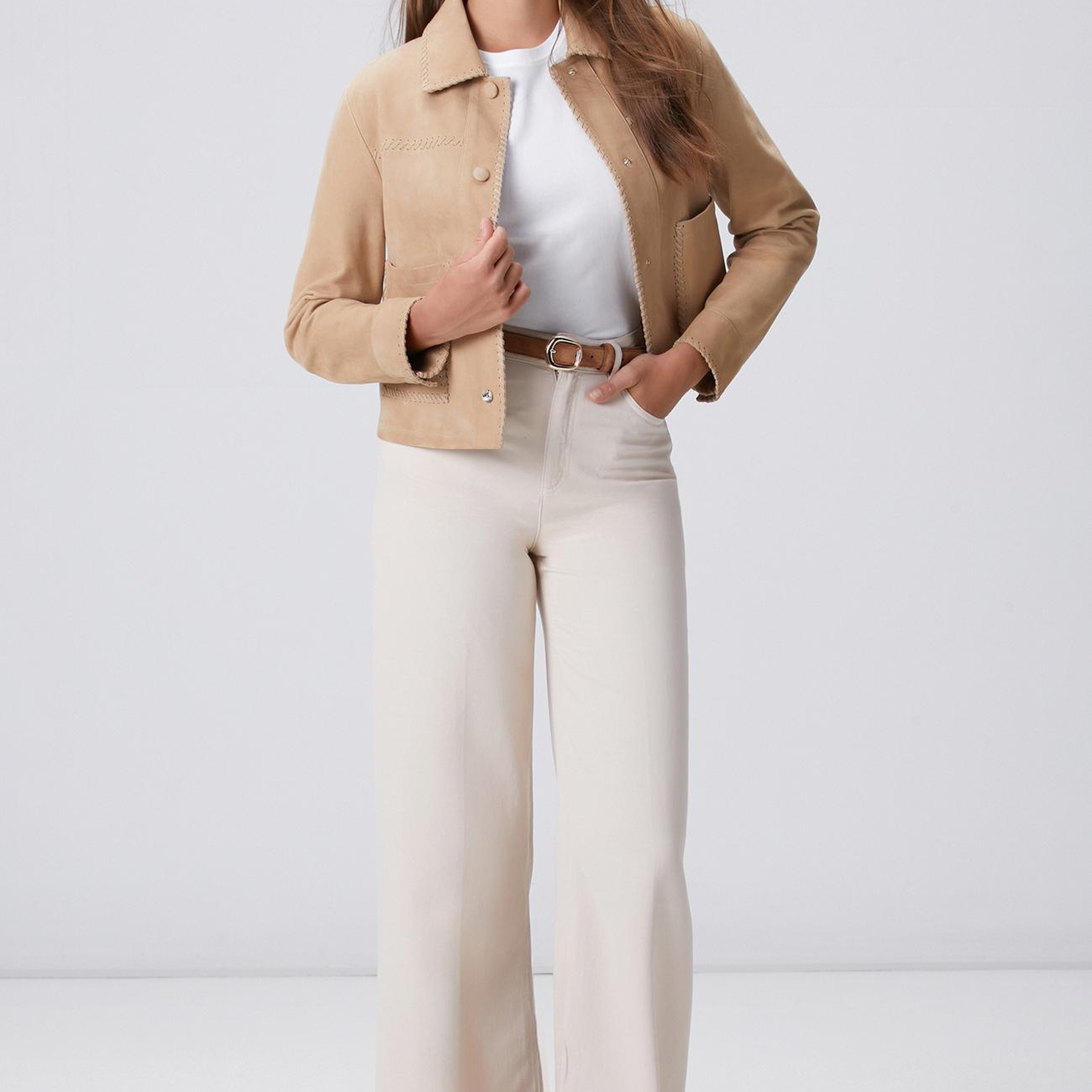 Network Kadın Kırık Beyaz Wide Leg Tencel Casual Pantolon