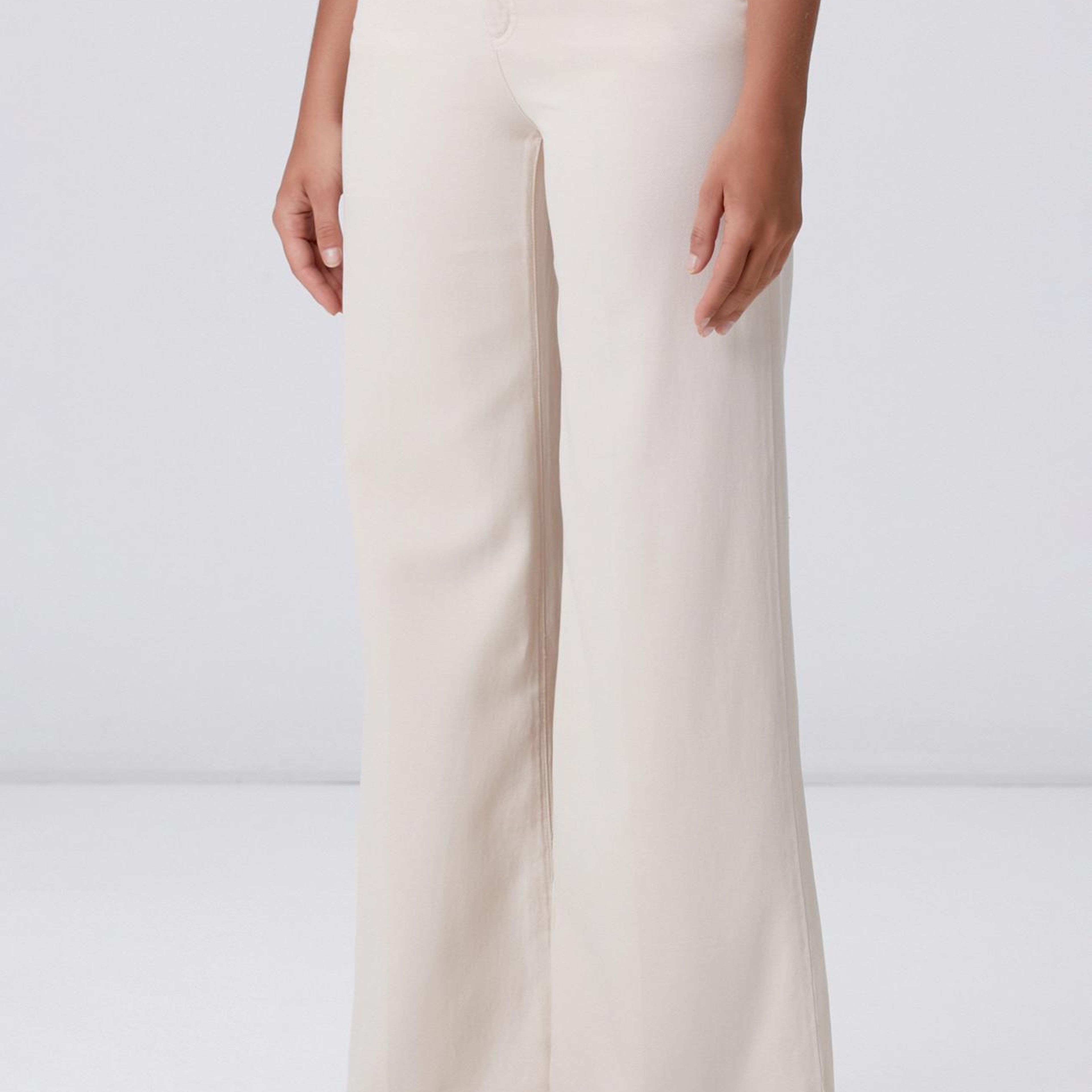 Network Kadın Kırık Beyaz Wide Leg Tencel Casual Pantolon