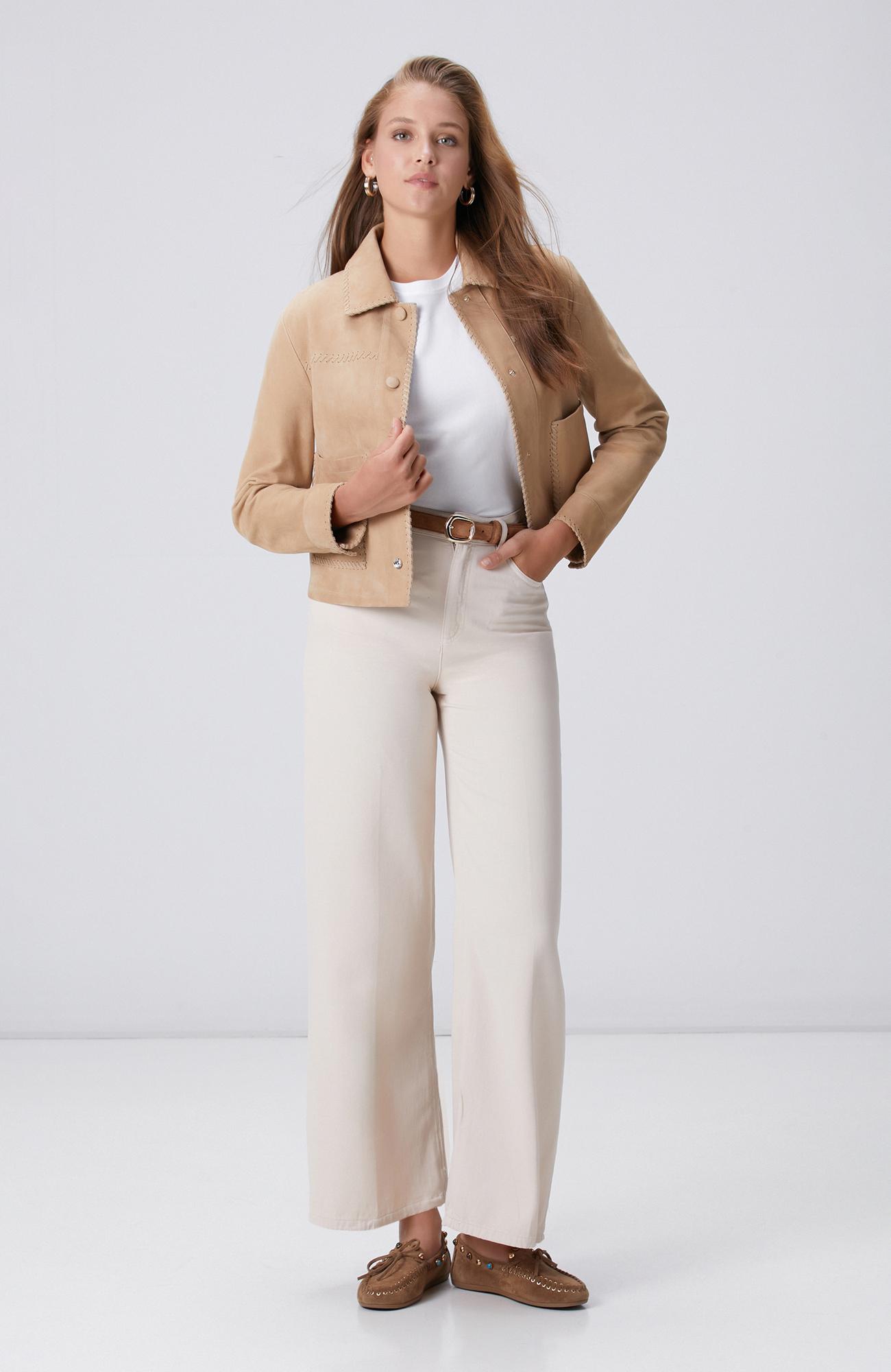 Network Kadın Kırık Beyaz Wide Leg Tencel Casual Pantolon