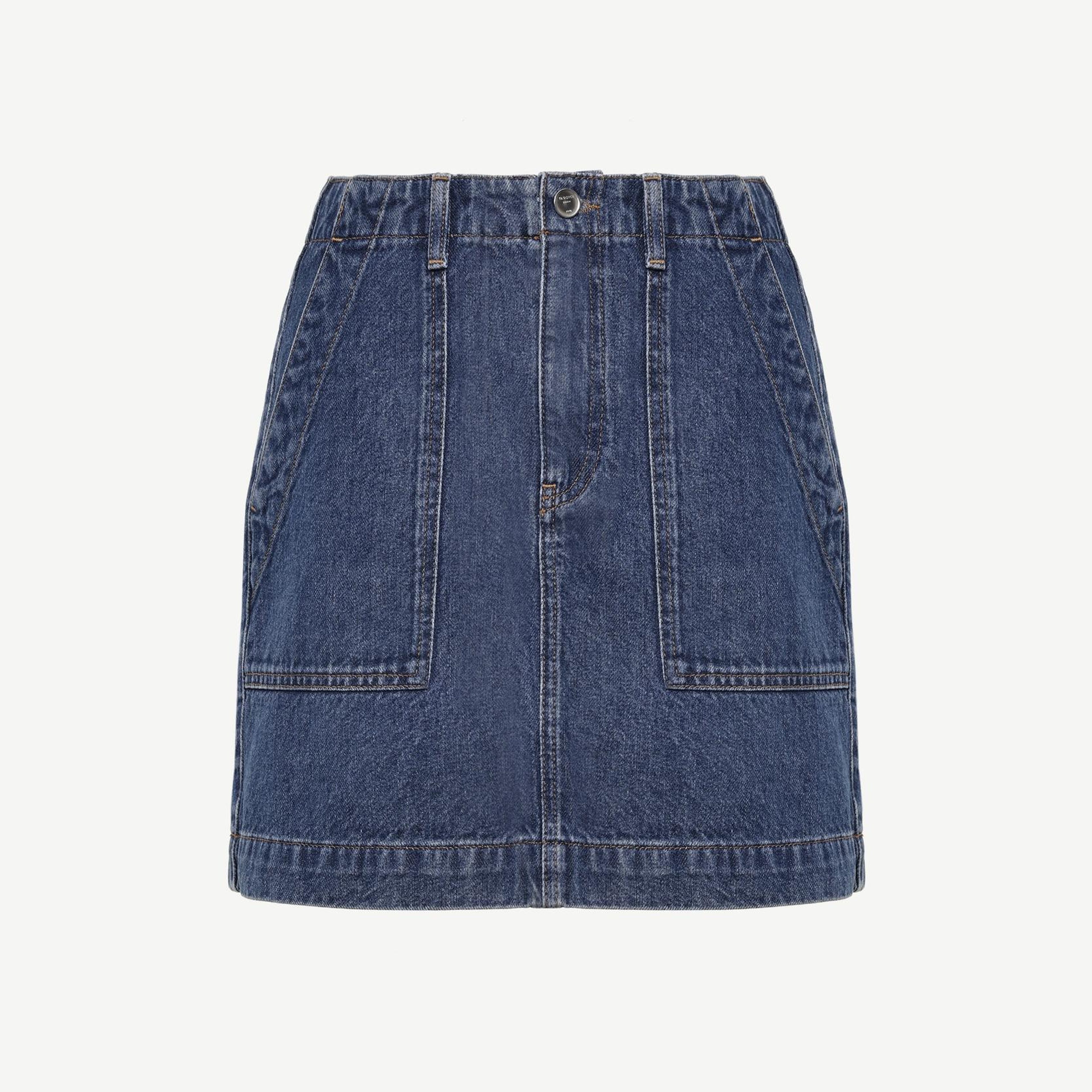 YARGICI Cepli Detaylı Kısa Denim Etek