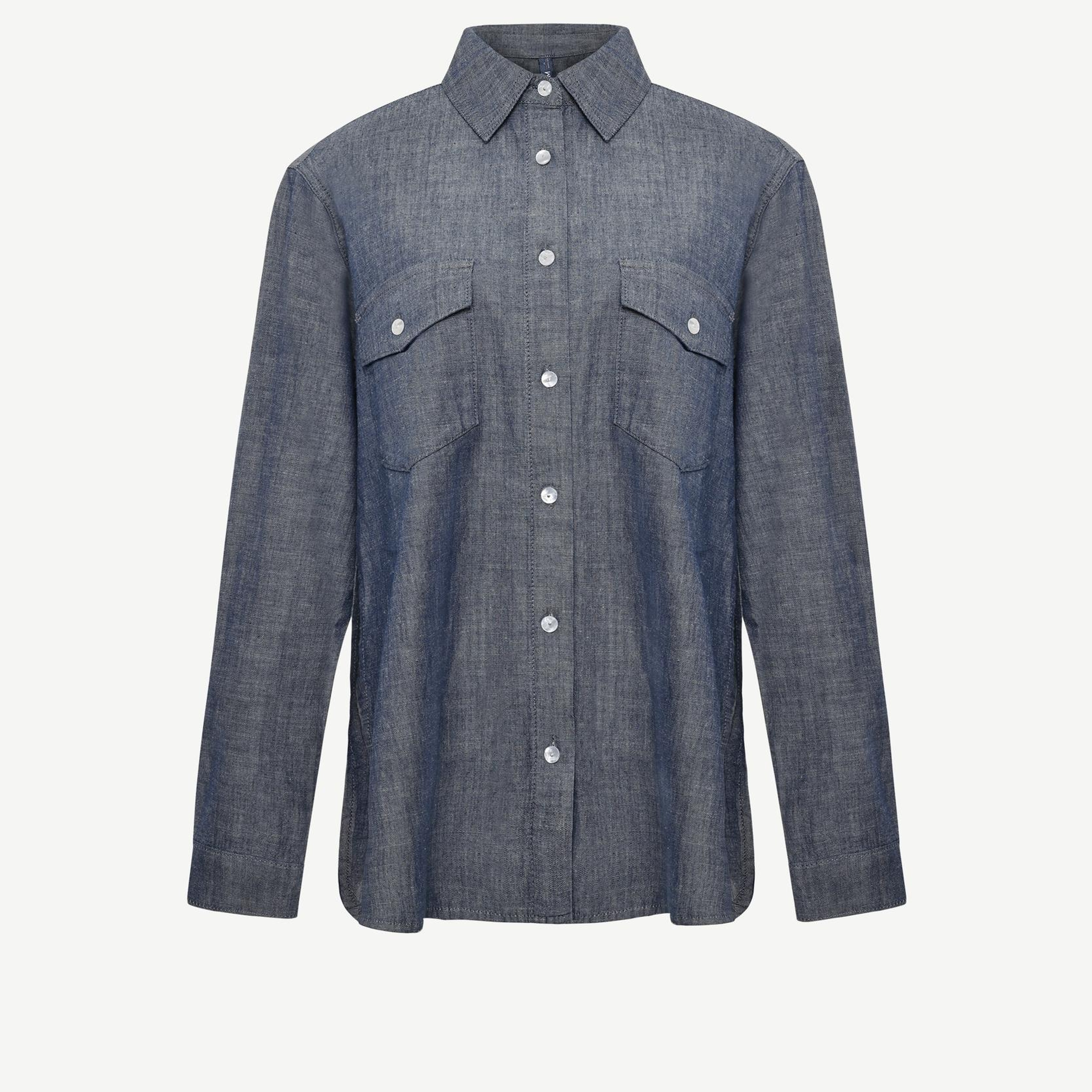 YARGICI Yırtmaç Detaylı Uzun Kollu Denim Gömlek