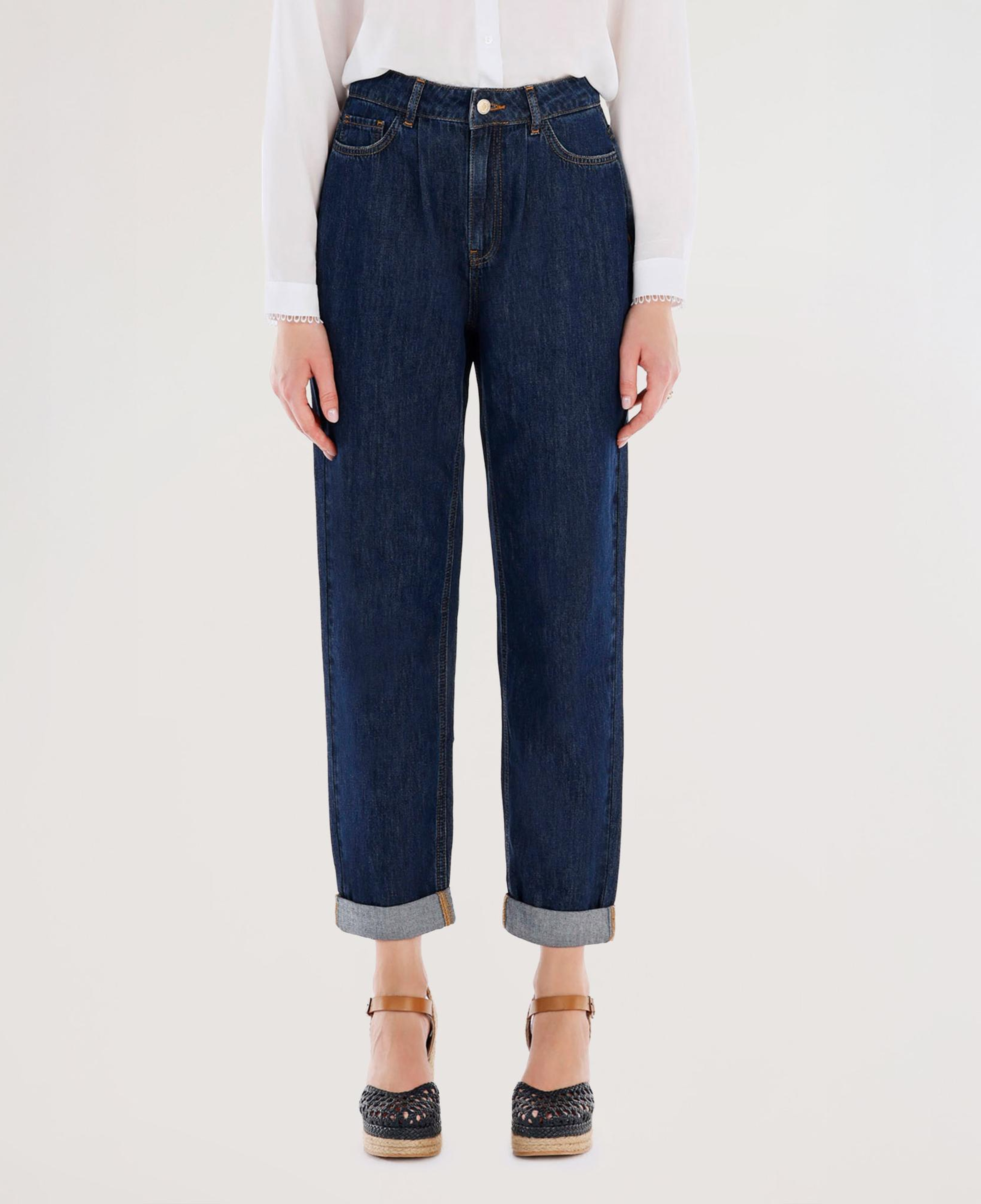 YARGICI Nakış Detaylı Yüksek Bel Rahat Fit Denim Pantolon